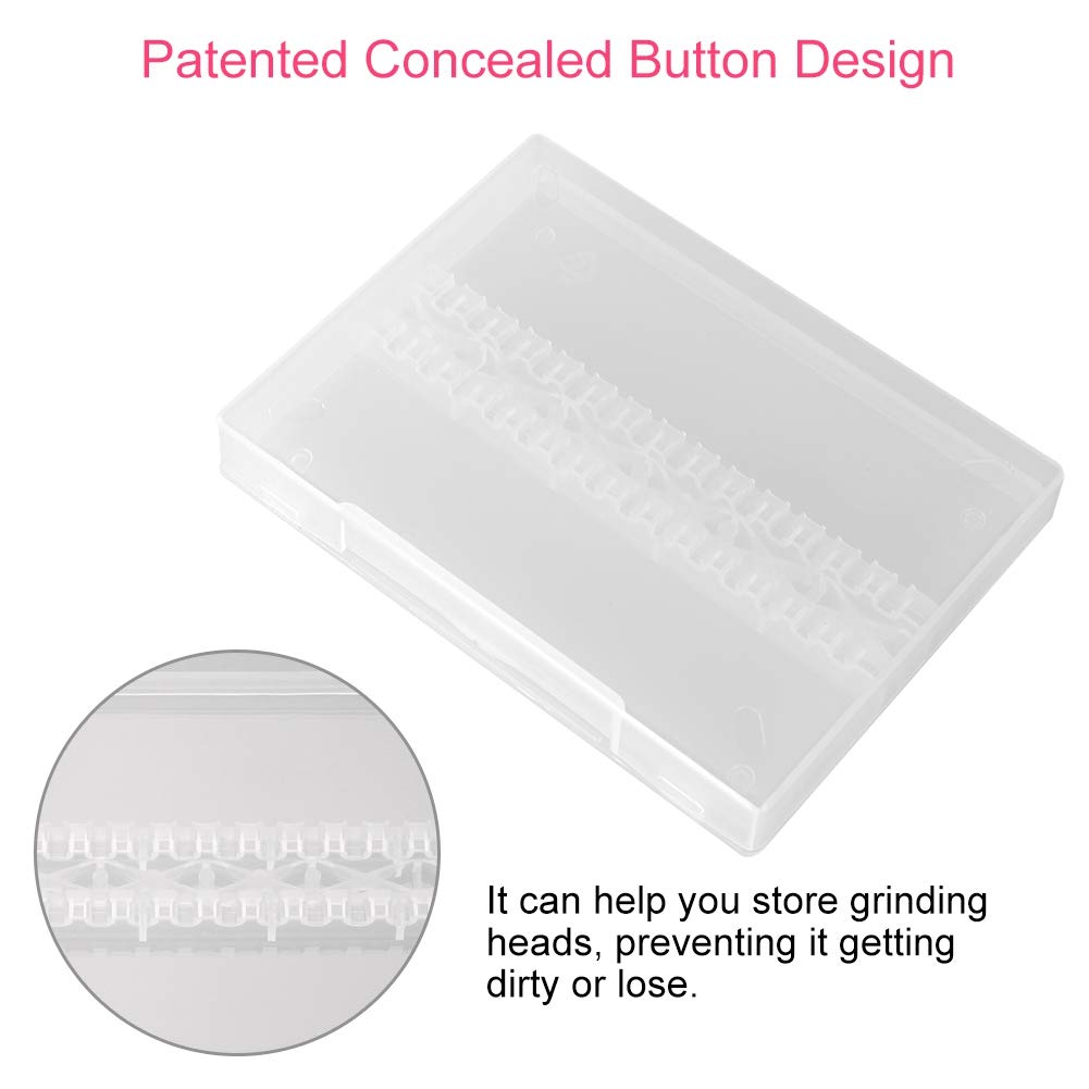 Professional Nail Drill Bit Holder Box - Portable 14 Hole Transparent Storage Case for Nail Art Polishing & Grinding Bits - Perfect for Salon, Home Manicure & Professional Nail Technicians