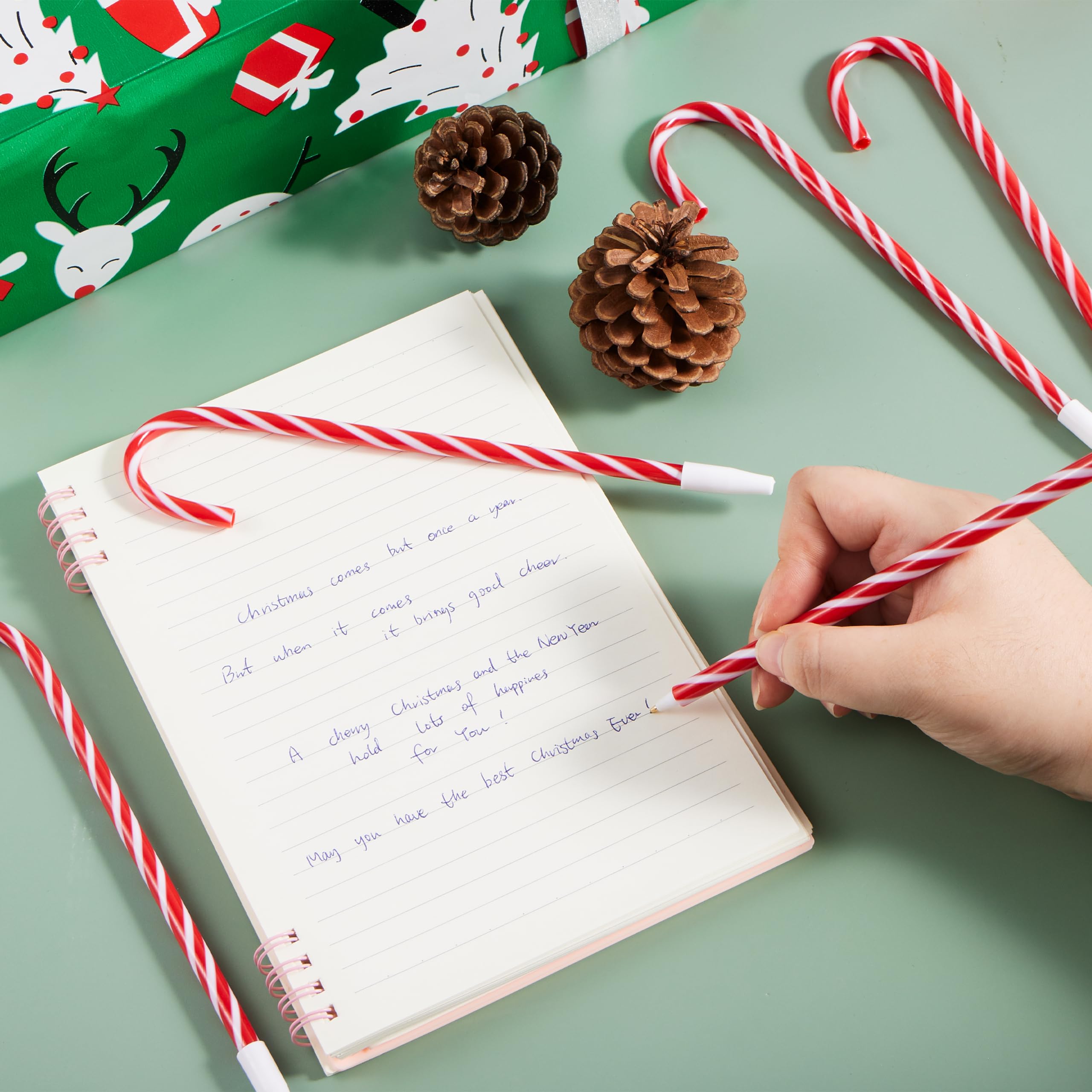 48 Pcs Christmas Candy Cane Ballpoint Pens with Snowman & Umbrella Design - Festive Holiday Stationery for School, Office, Party Favors & Gift Exchange