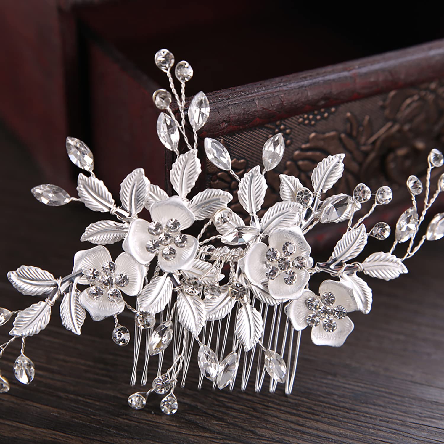 Handmade Rhinestone Bridal Hair Comb - Silver Wedding Hair Clip for Women | Elegant Bridal Headpiece for Weddings, Prom & Special Occasions