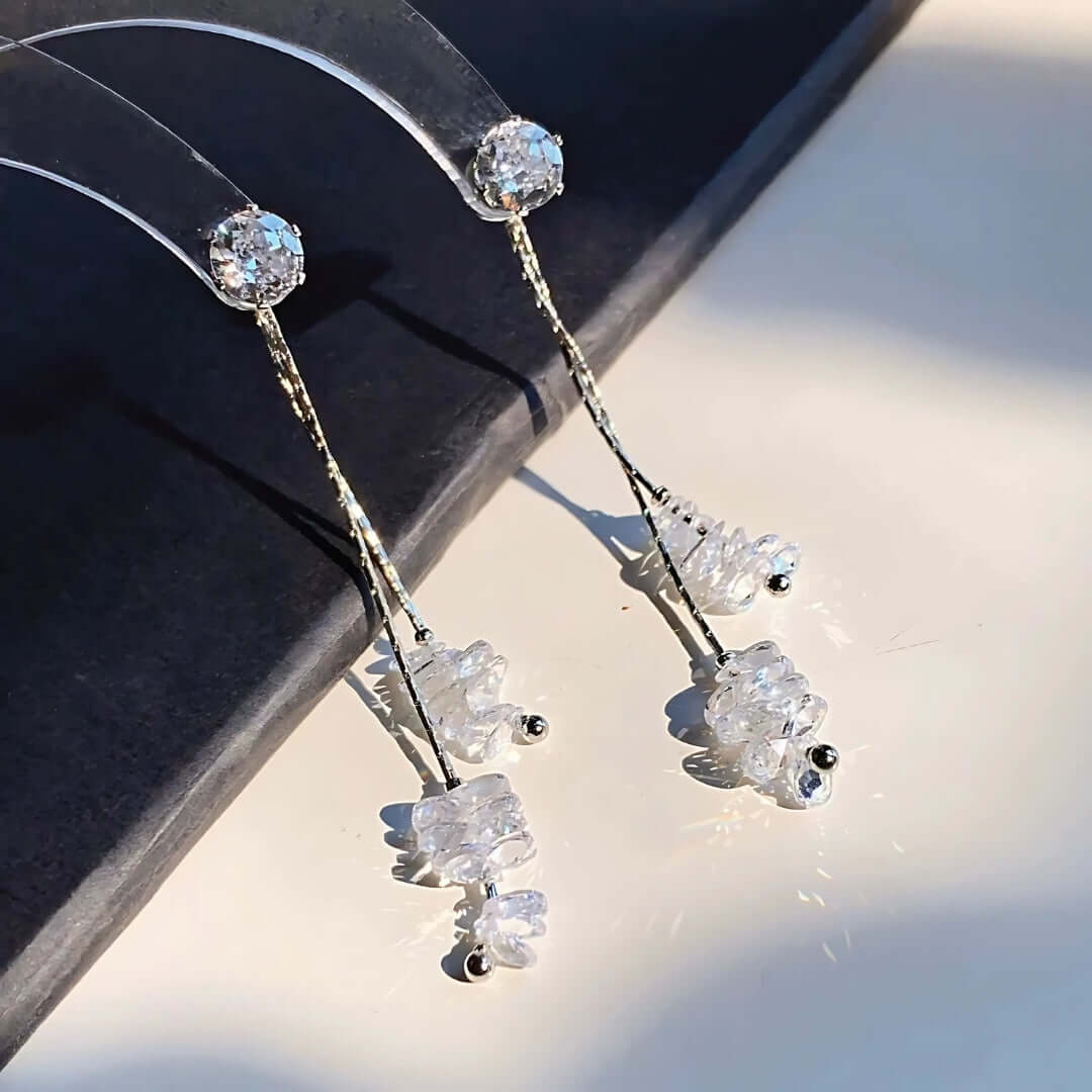 Elegant Clear Quartz Dangle Chandelier Earrings for Women | A2748 | Perfect for Weddings, Parties & Special Occasions
