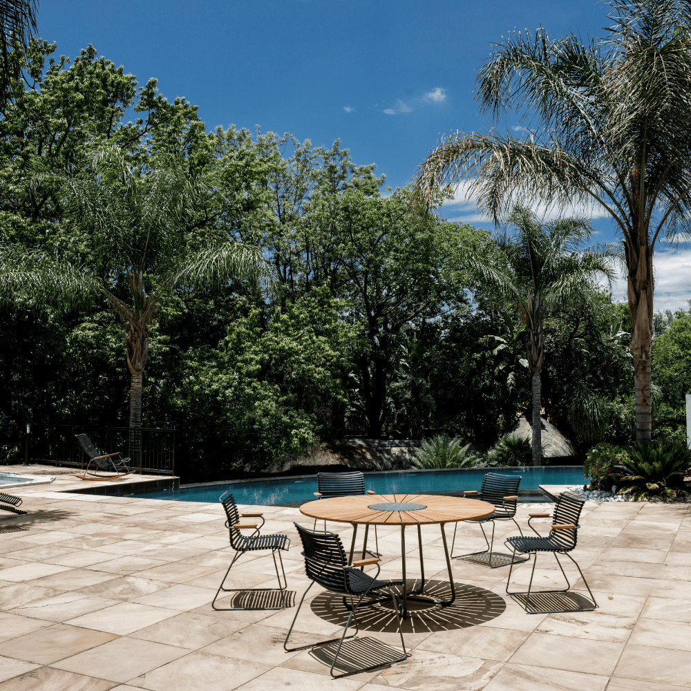 Round Outdoor Dining Table - Weatherproof Patio Furniture for Garden, Backyard, and Poolside Gatherings