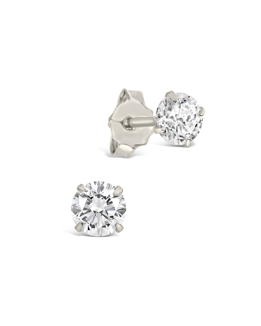 Men's Sterling Silver 4mm Cubic Zirconia Stud Earrings - Classic Everyday Jewelry for Work, Date Night & Gifts