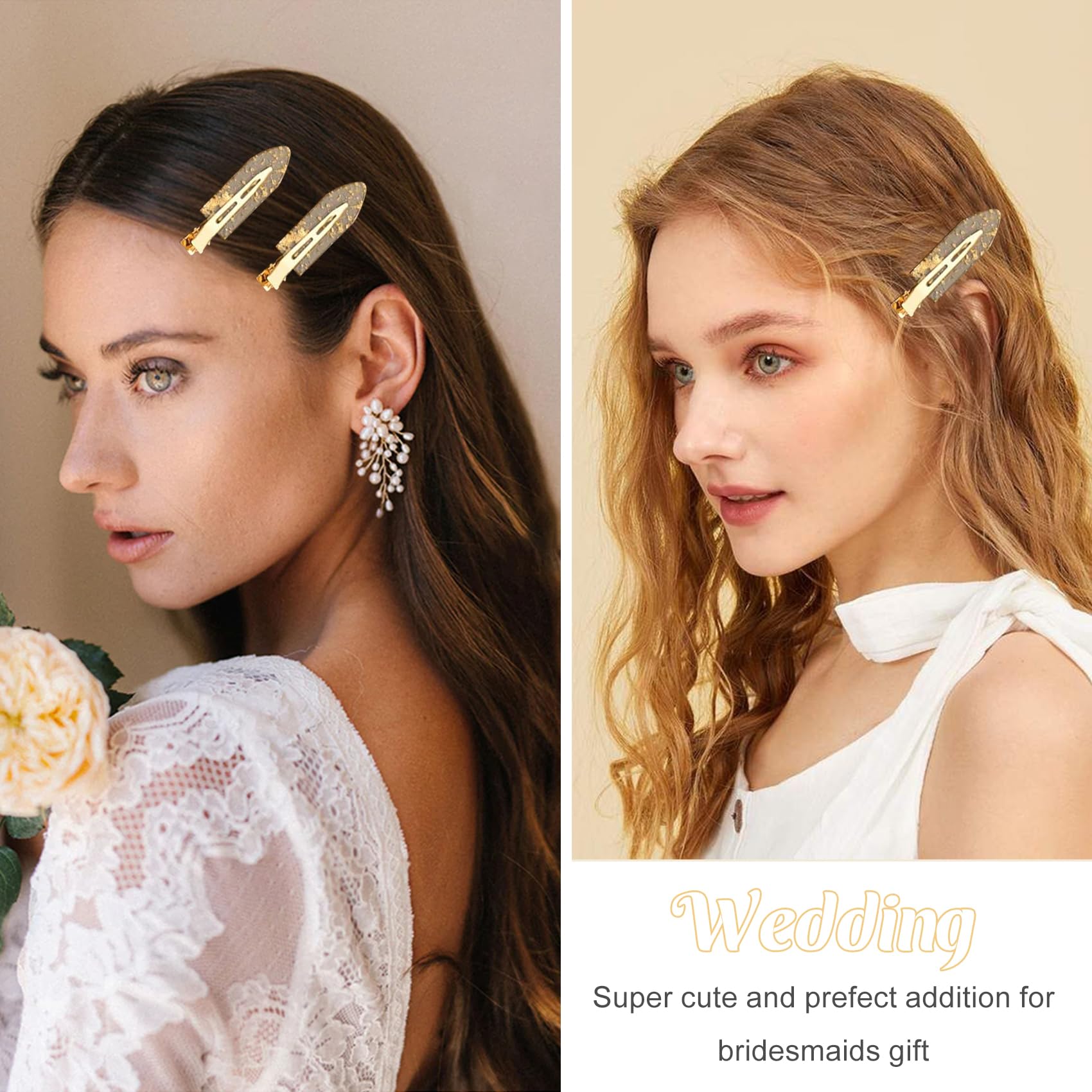 No Bend Glitter Hair Clips - Creaseless Setting for Bridesmaids, Weddings & Styling