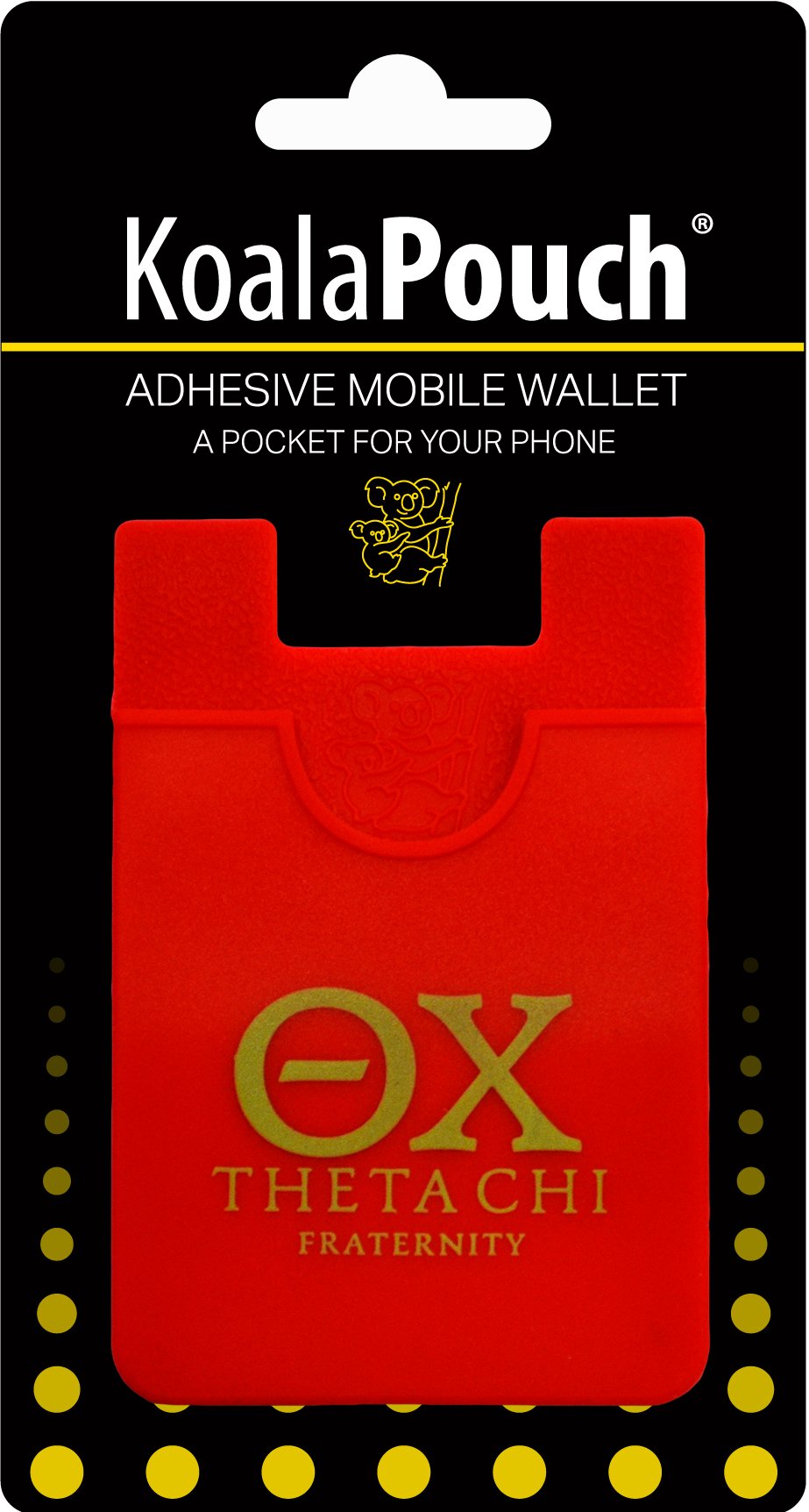 Theta Chi Koala Pouch - Adhesive Cell Phone Wallet for iPhone & Samsung - Slim RFID Blocking Credit Card Holder - Perfect for Travel, Gym & Everyday Use