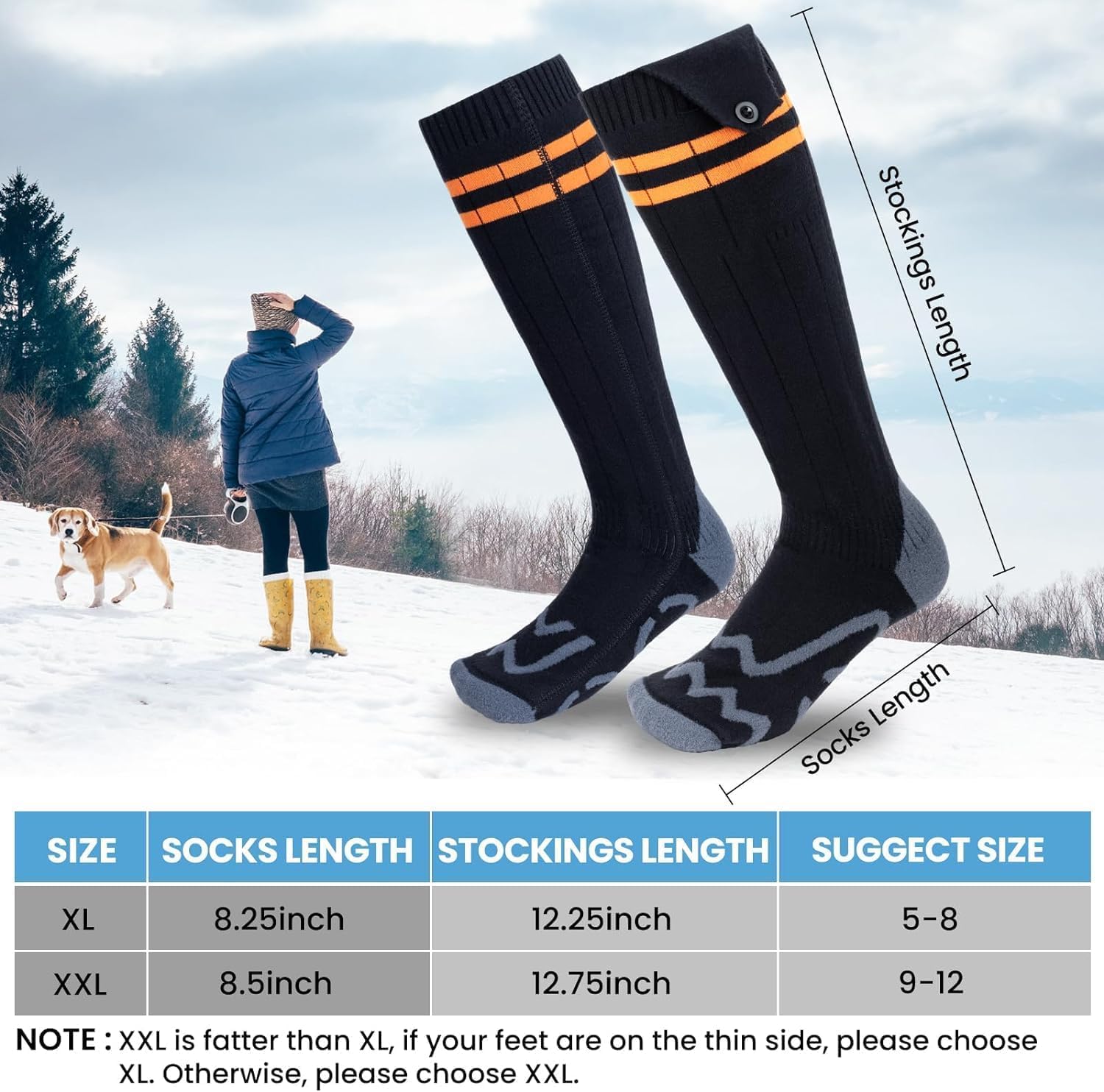 5000mAh Rechargeable Heated Socks for Men & Women - APP Controlled Electric Warm Socks for Winter - Perfect for Hunting, Hiking, Riding & Outdoor Work - Stay Warm in Cold Weather