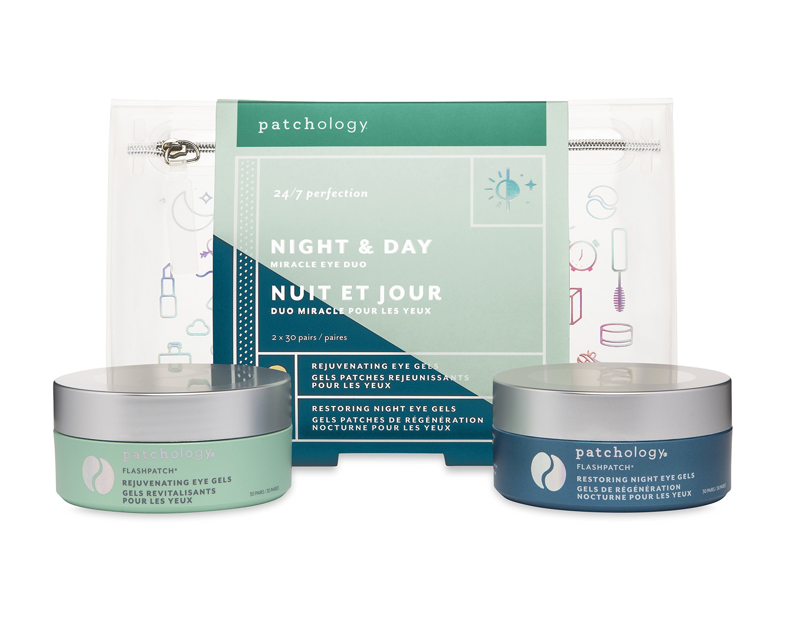 Patchology Night & Day Under Eye Patches (60 Pairs) - Dark Circle & Puffiness Treatment - Anti-Aging Collagen & Retinol Eye Masks for Brightening, Hydration & Smoothing Wrinkles - Perfect for Morning Routine, Travel & Post-Workout Recovery