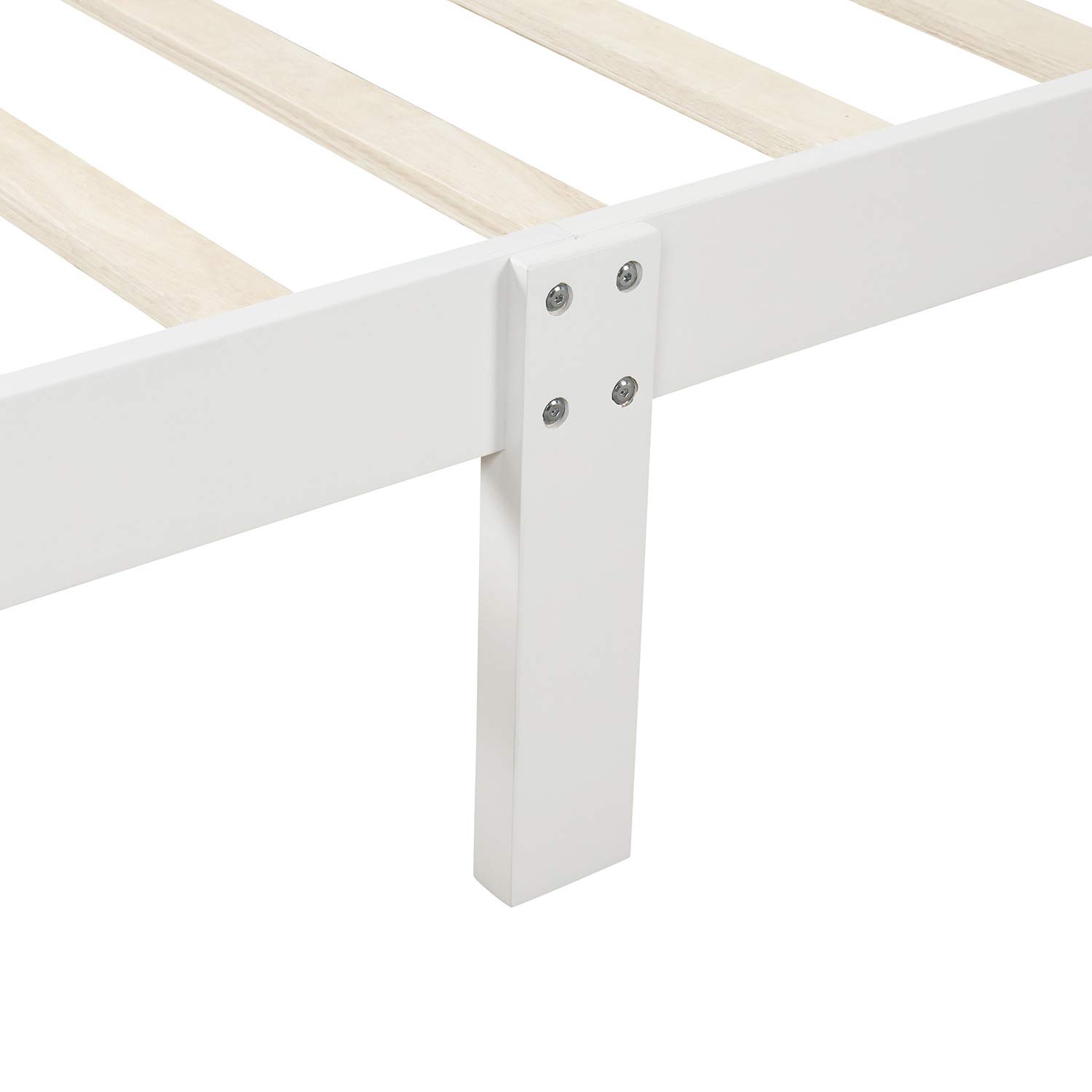 Harper & Bright Designs White Wooden Twin Platform Bed Frame with Headboard & Footboard - Solid Wood Sleigh Bed with Wood Slat Support - Perfect for Kids Room, Guest Bedroom & Small Spaces