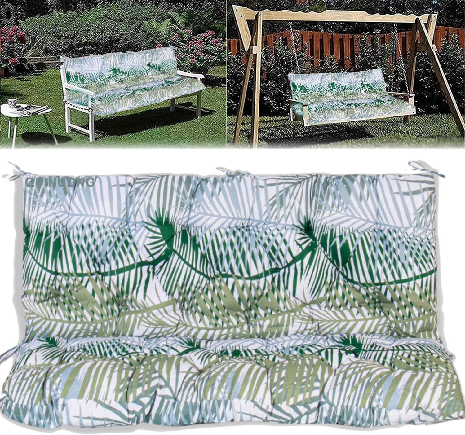 Waterproof Outdoor Swing Cushions 40x47 Inch - Soft Garden Bench Seat Pads with Backrest & Non-Slip Ties - Overstuffed Patio Chair Cushions for Porch, Deck, Backyard (Floral Pattern) | Durable & Weather-Resistant for Year-Round Comfort