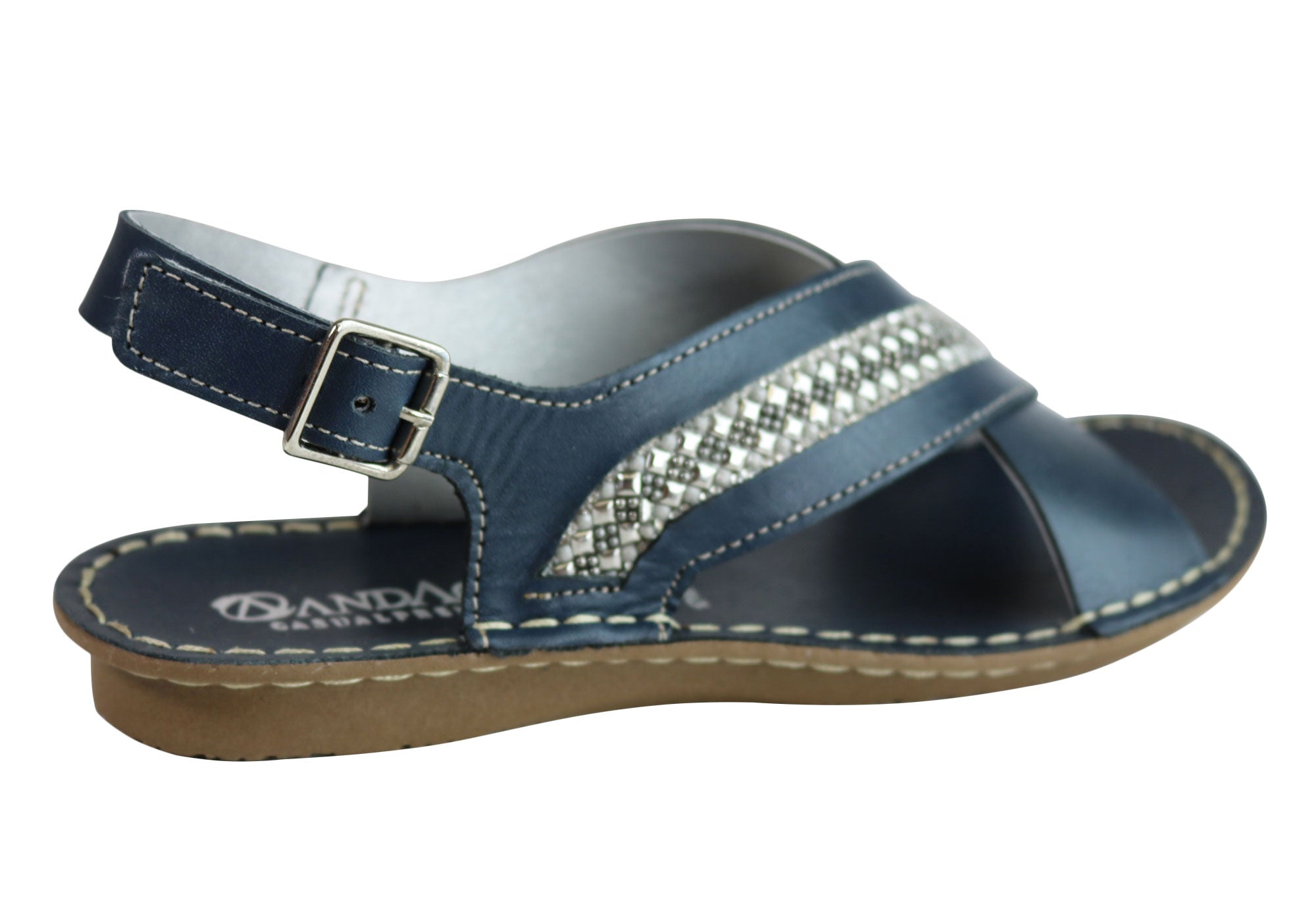 Andacco Veronique Women's Comfort Flat Leather Sandals - Handmade in Brazil - Perfect for Summer, Beach & Casual Outings