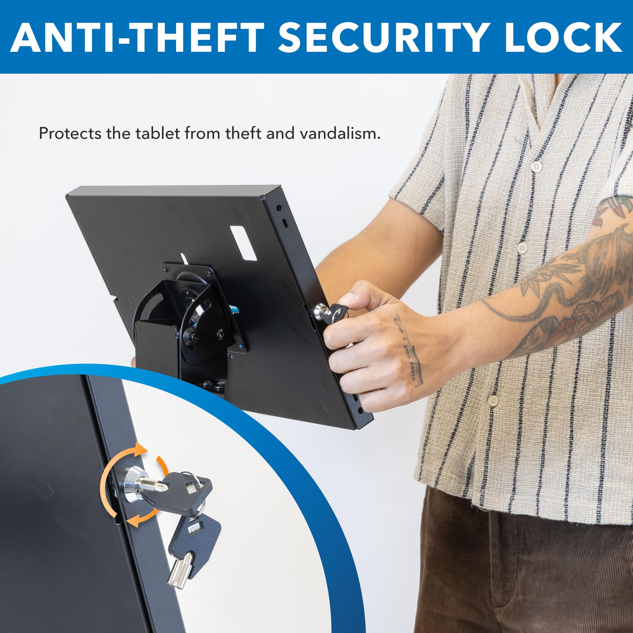 Mount-It! Universal Anti-Theft Floor Stand for iPad 7th-10th Gen, iPad Pro & iPad Air - Secure Adjustable Tablet Kiosk Mount with Locking Mechanism - Ideal for Retail Stores, Restaurants & Public Spaces