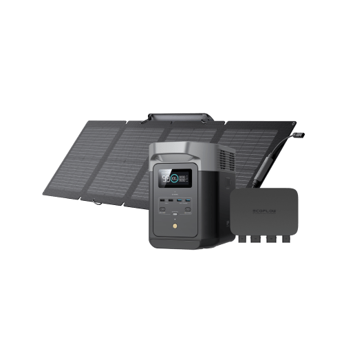 EcoFlow DELTA 2 Portable Power Station with 800W Alternator Charger & 110W Solar Panel - Perfect for Camping, RV Trips, and Emergency Power Backup