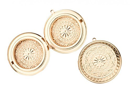 Round Gold Plated Three-Frame Locket Pendant for Jewelry Making - DIY Beading Supplies for Necklaces, Bracelets & Craft Projects