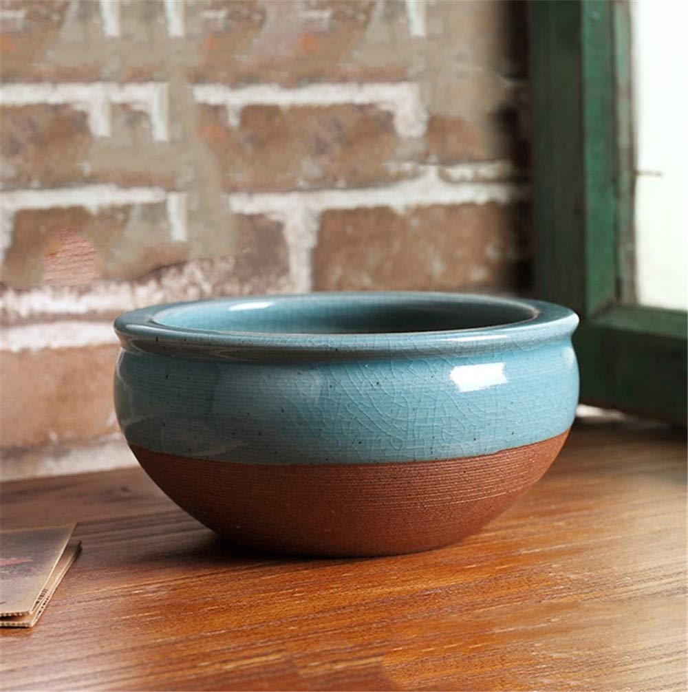 Blue Orange Ceramic Flower Pot - Green Plant Container for Succulents, Bonsai & Indoor Plants - Decorative Desktop Vase for Home, Office & Garden Decor