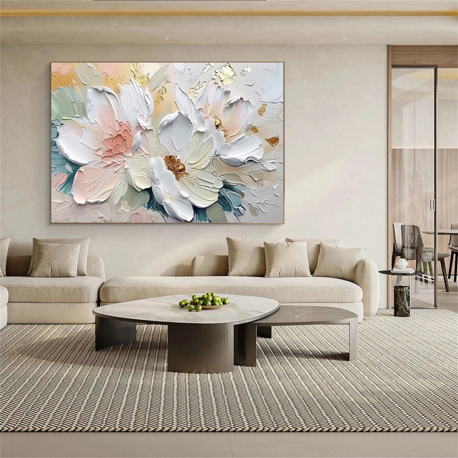 Beautiful Flower and Tree Painting #FT178 - Handmade Canvas Art for Home Decor, Living Room, Bedroom & Office Wall