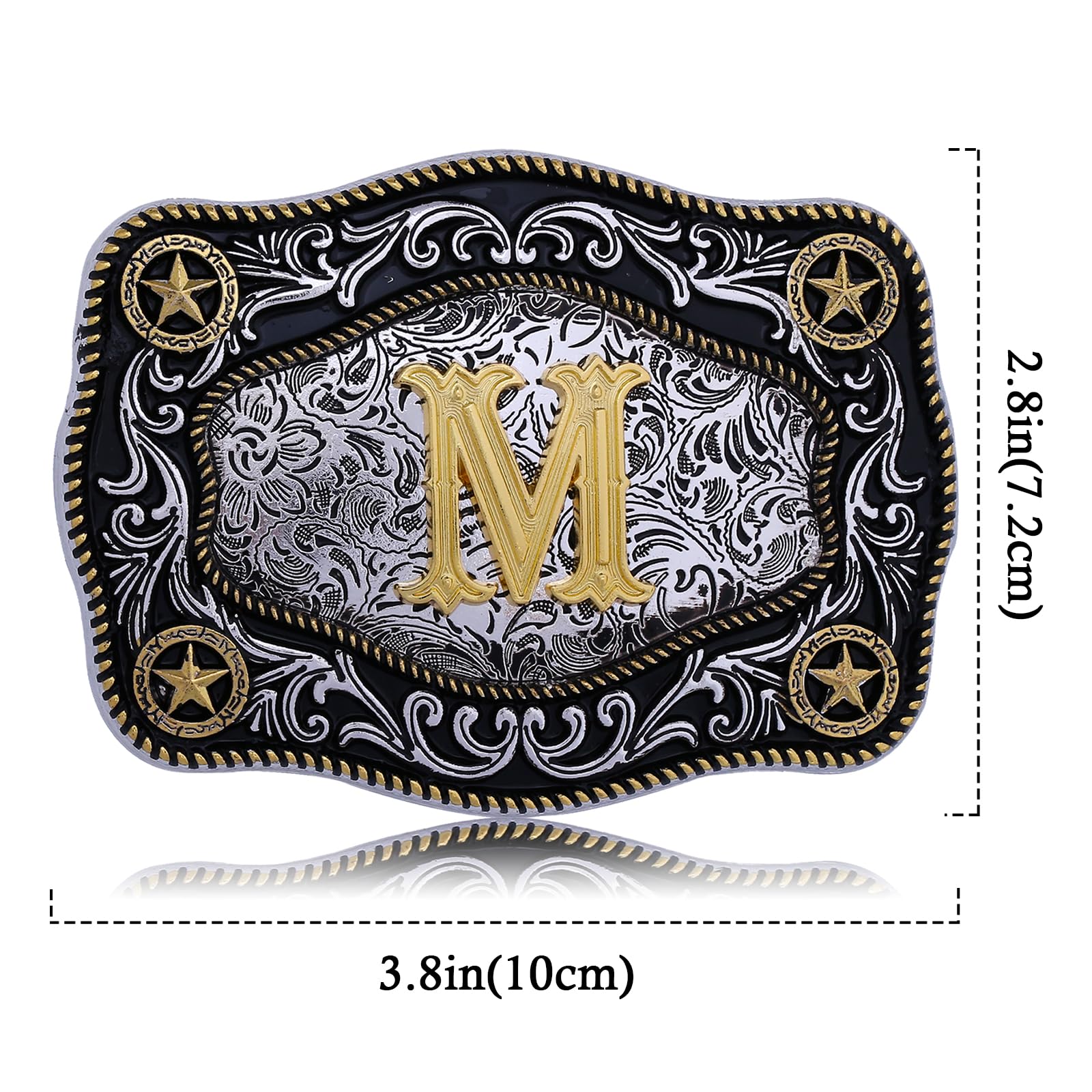 Personalized Initial Western Belt Buckle - Large Gold Cowboy Belt Buckle for Men & Women - ABCDJMR to Z - Perfect for Rodeo, Country Music Festivals & Western Fashion