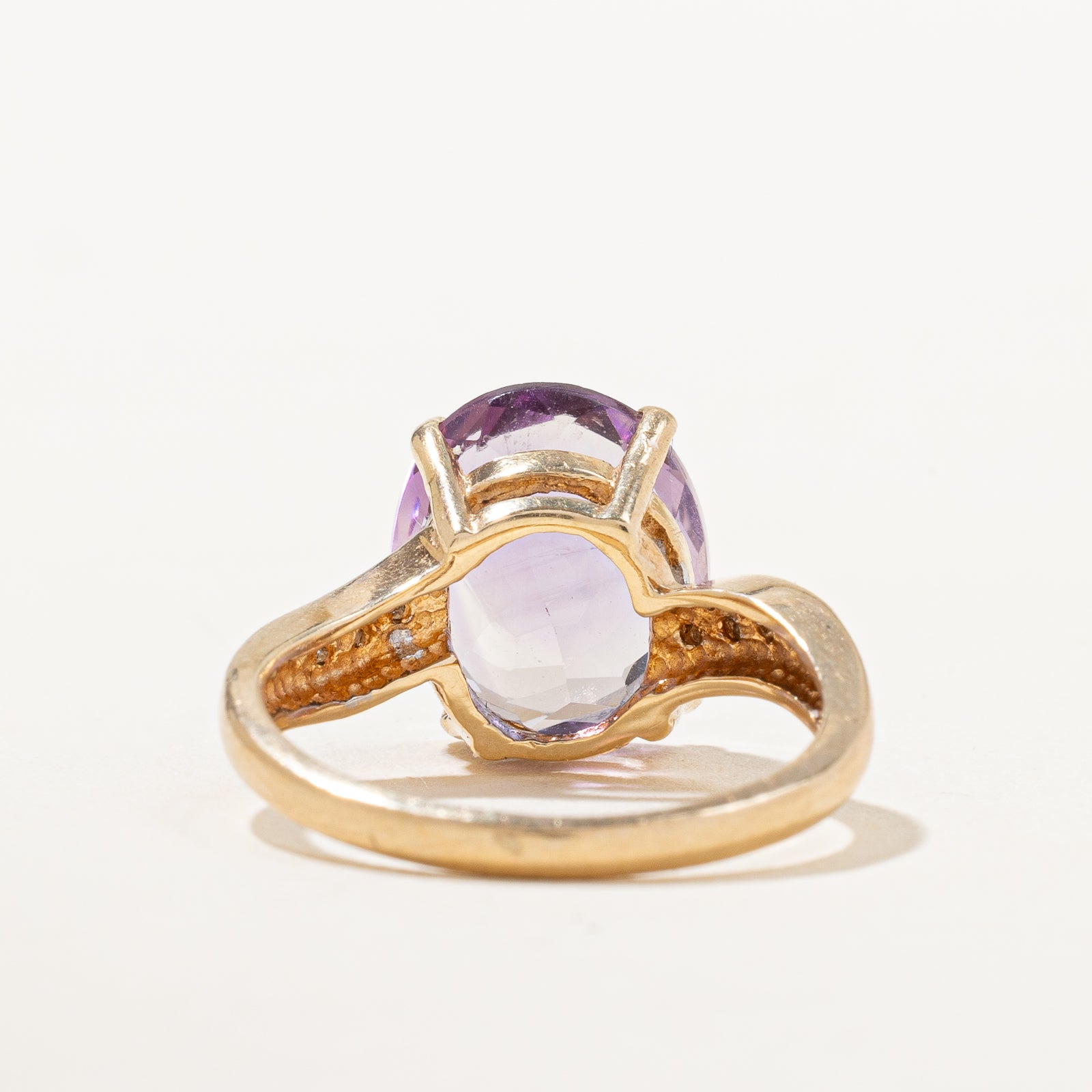 Exquisite 4.00ct Amethyst & 0.04ct Diamond Bypass Ring - Size 6.75 | Elegant Purple Gemstone Jewelry for Women | Perfect for Weddings, Anniversaries & Special Occasions