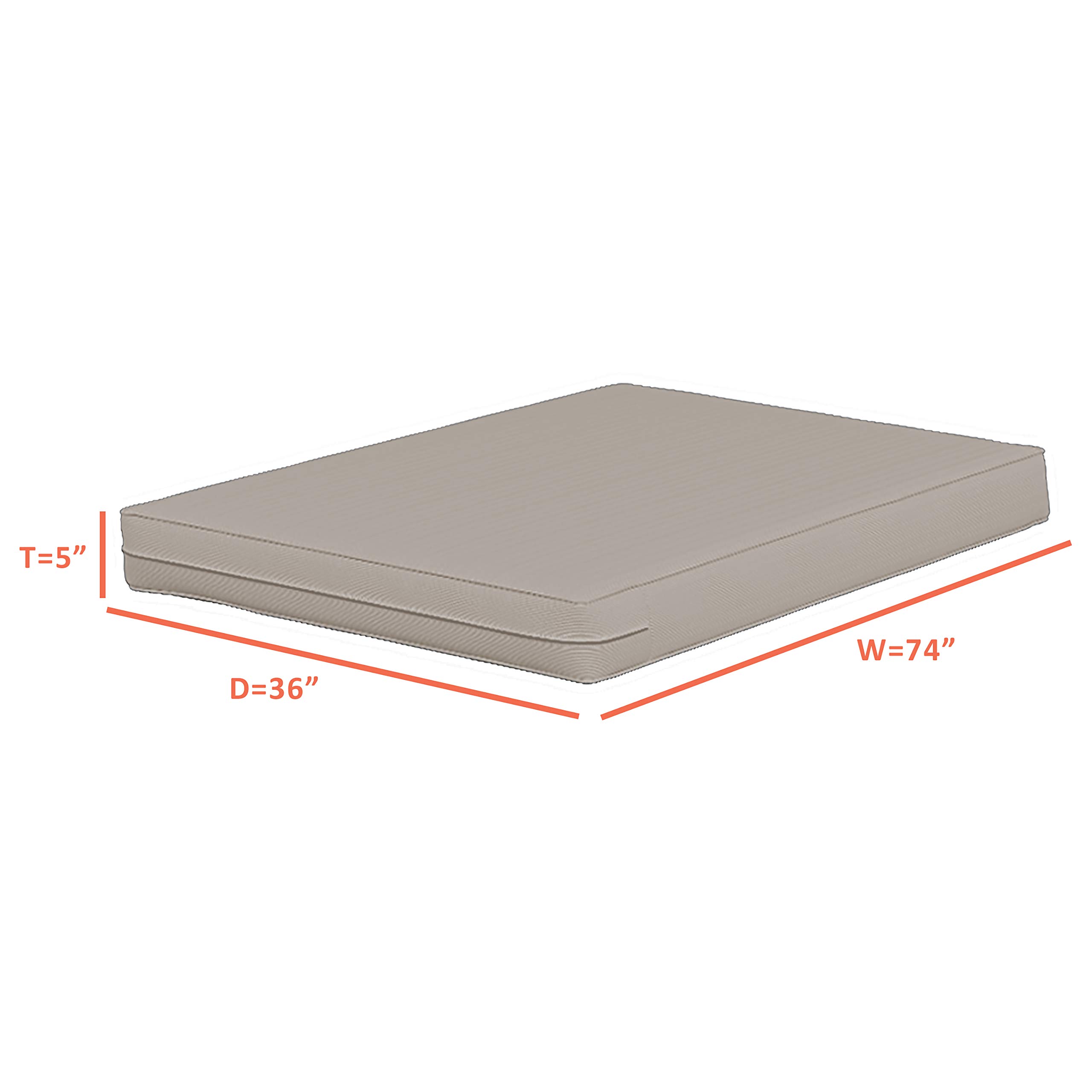 100% Waterproof Mattress Protector Cover - PU Coated Fabric with Double Zipper for Bed, Sofa & Patio Bench (74