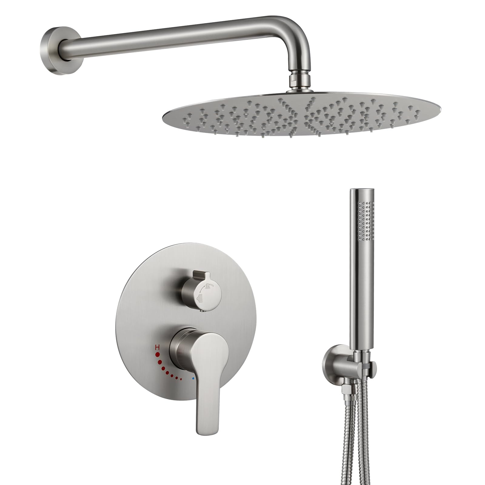 10 Inch Rain Shower Head with Handheld Spray - Premium Brass Valve Shower System in Brushed Nickel - Perfect for Modern Bathroom Renovation & Spa-Like Shower Experience