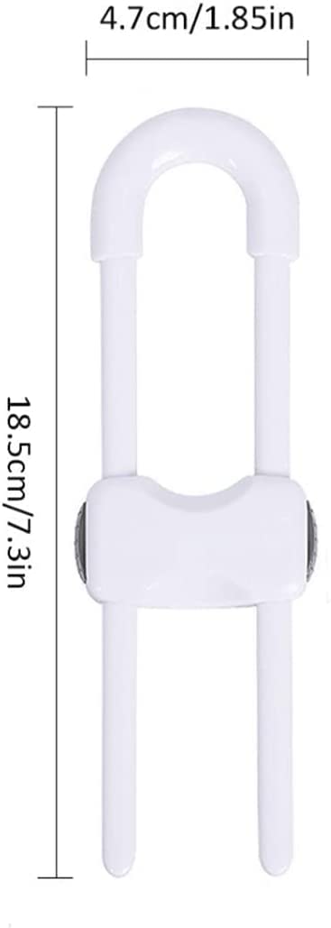 YAWALL 4 Pack Adjustable U-Shaped Baby Proofing Cabinet Locks - Child Safety Latches for Kitchen, Bathroom Storage Cupboards, Doors, Handles & Knobs (White) - Perfect for Childproofing Homes with Toddlers