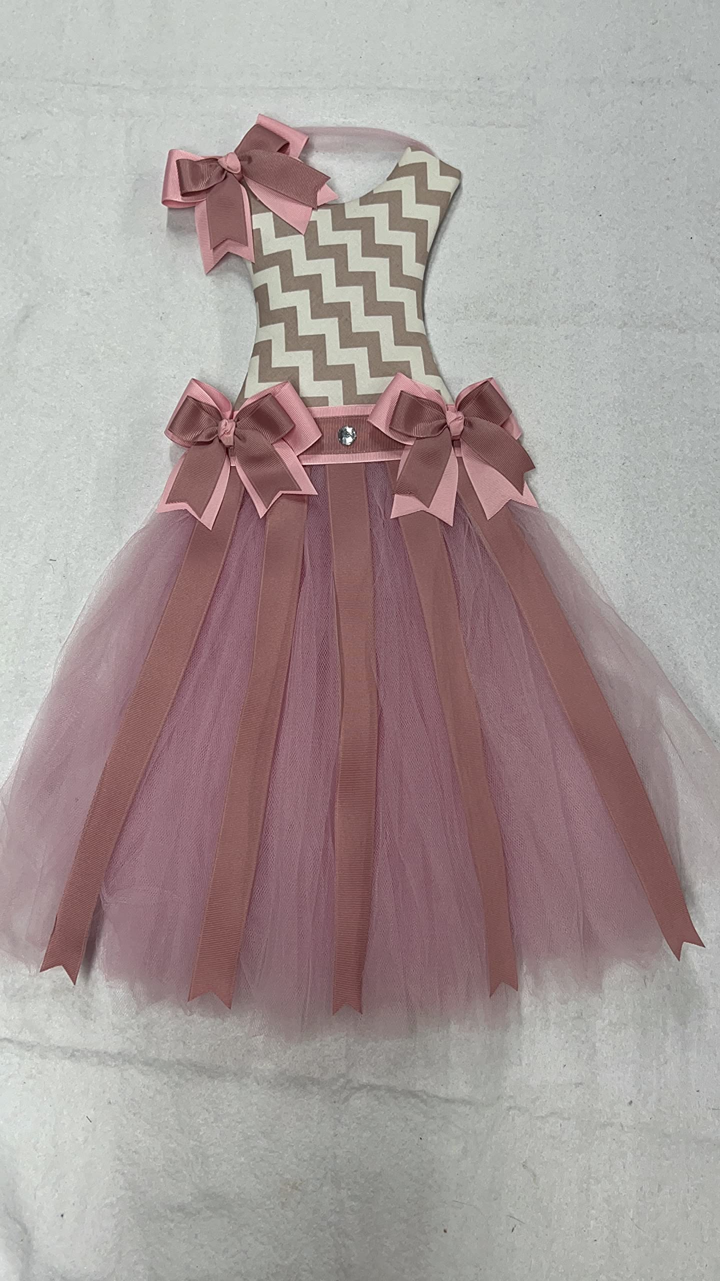 Personalized Tutu Hair Bow Holder for Girls - Mauve Chevron Pattern, Perfect for Kids Room Decor, Birthday Gifts & Organizing Hair Accessories