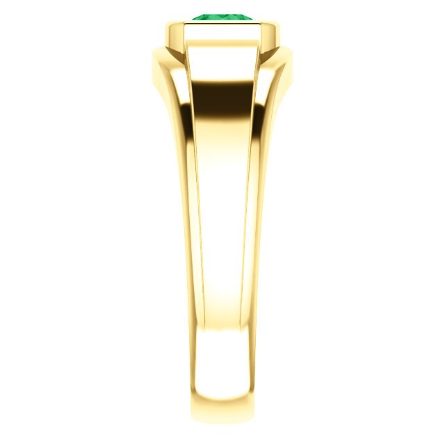 14K Gold Men's Emerald and Diamond Ring - 0.42ct Emerald & 0.09ct Diamond Wedding Band for Engagement, Anniversary, and Special Occasions