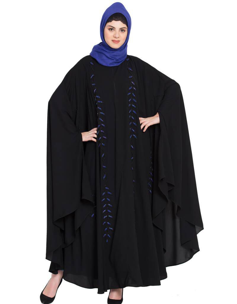 Handmade Iranian Arabic Kaftan - Black & Blue Traditional Embroidered Dress for Women | Perfect for Weddings, Parties & Special Occasions
