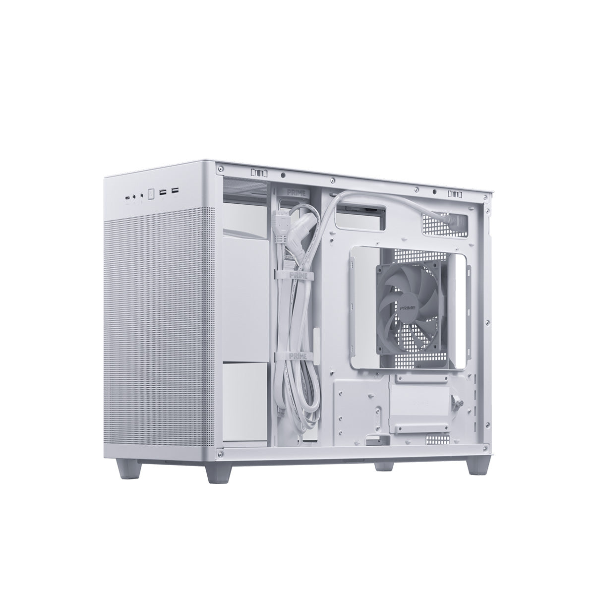 ASUS Prime AP201 White MicroATX PC Case with Tempered Glass - Compact Gaming & Home Office Computer Build