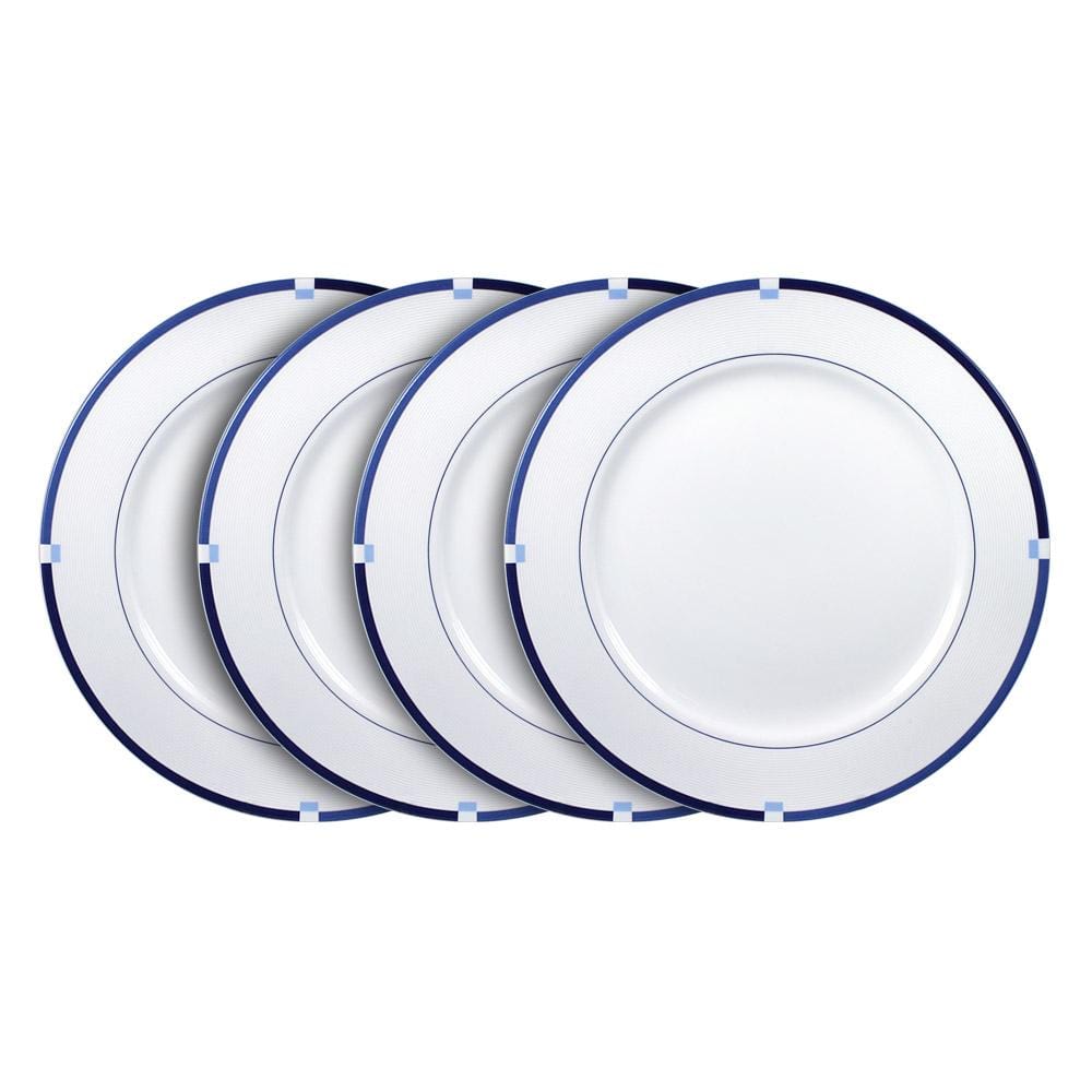 Jet Set Blue Set of 4 Dinner Plates - Elegant Ceramic Plates for Fine Dining, Dinner Parties & Home Decor | Microwave & Dishwasher Safe