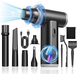 High-Powered Electric Air Duster - 250,000 RPM Metal Mini Air Blower with Infinite Speed Control | Portable Keyboard & PC Cleaner | Reusable Alternative to Canned Air | Perfect for Electronics, Office Equipment & Home Cleaning
