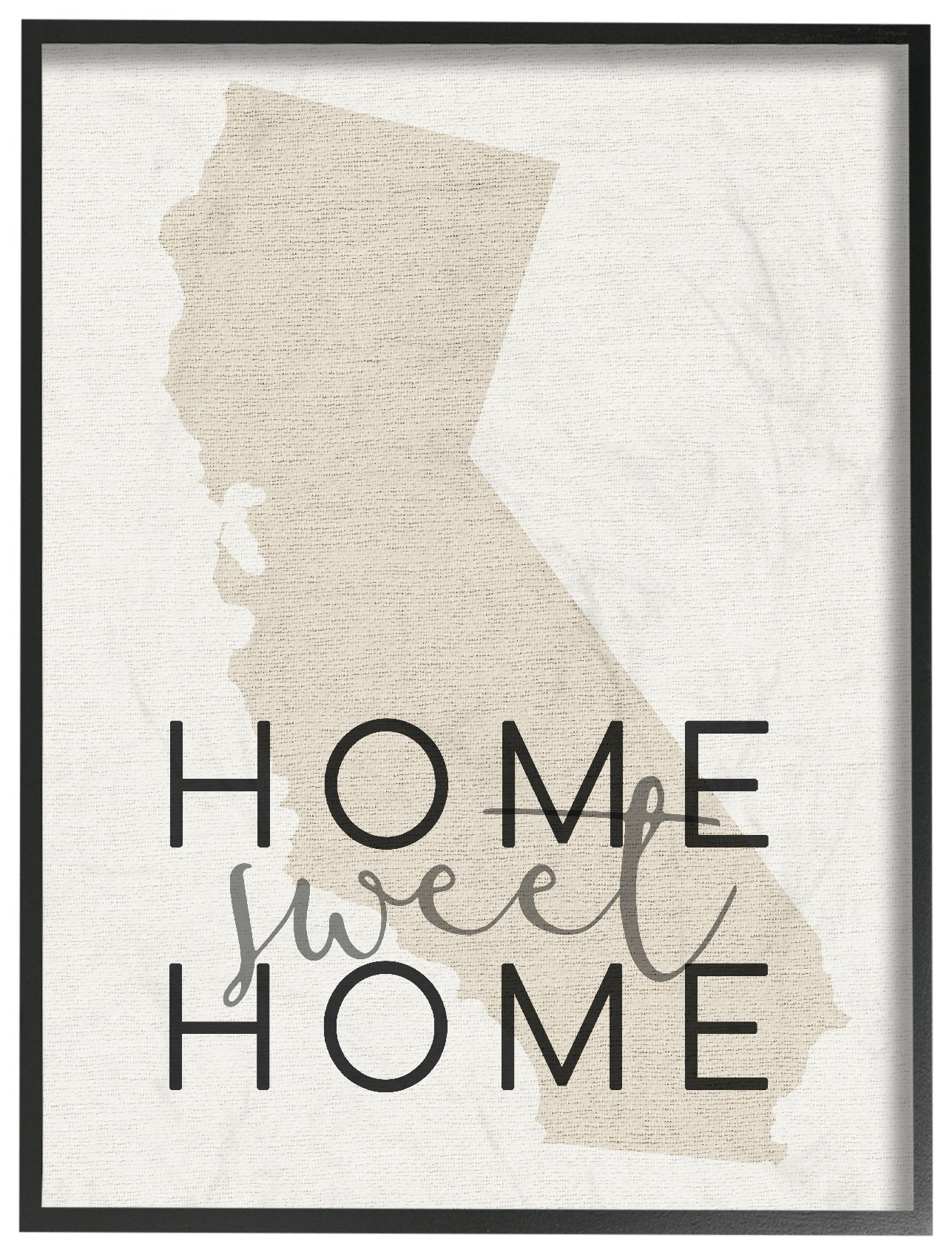 Stupell Industries 'Home Sweet Home' California Typography Framed Wall Art – Oversized Texturized Giclee Print, Made in USA – Perfect for Living Room, Bedroom & Office Decor