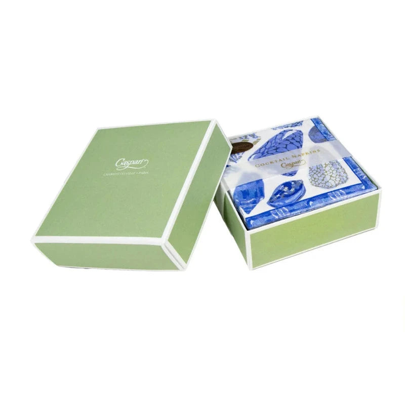 Premium Blue Cocktail Napkins - Elegant Shell Design for Parties, Weddings & Events - 100-Pack Disposable Napkins for Drinks & Appetizers
