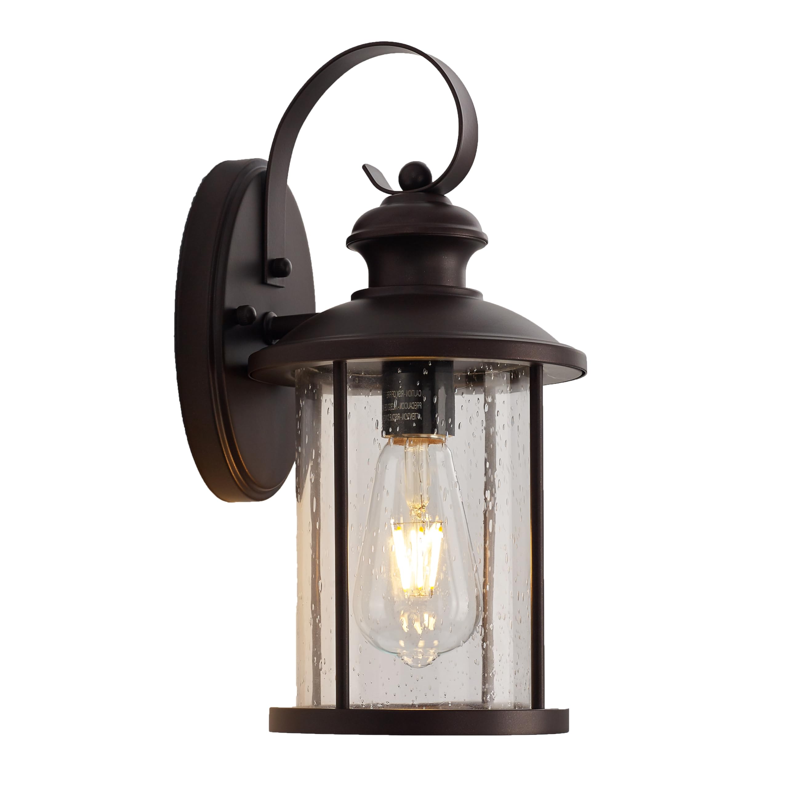 MICSIU Oil Rubbed Bronze Outdoor Wall Light Fixtures - 13.75 Inch Clear Seedy Glass Exterior Porch Sconces - Weatherproof Wall Mounted Lighting for House Entryway, Doorway, Pathway, Garden & Patio