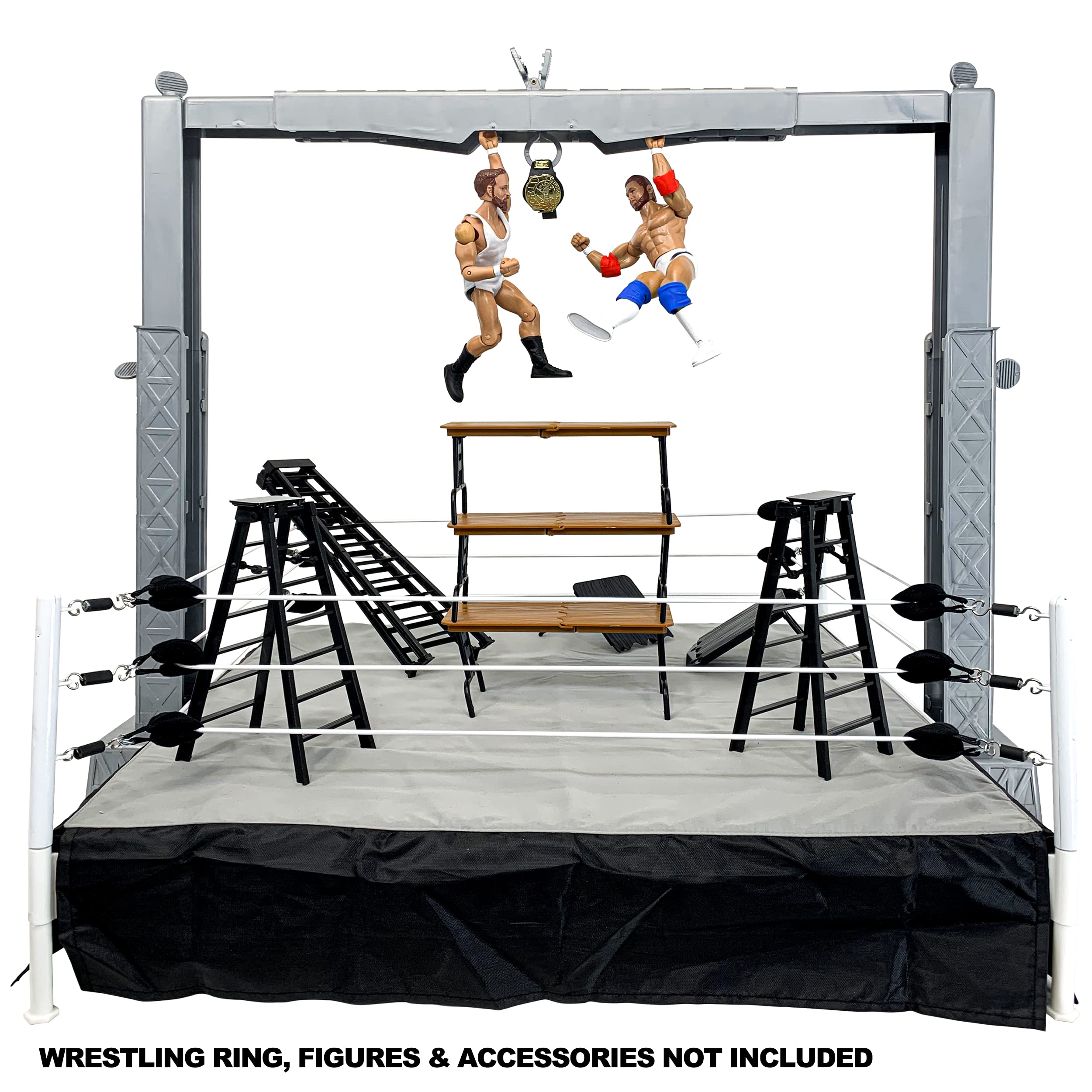 Premium Adjustable Wrestling Action Figure Playset with Accessories - Deluxe Grab The Gear Set for WWE & AEW Collectible Toys - Perfect for Kids' Playtime, Display & Role-Playing Battles