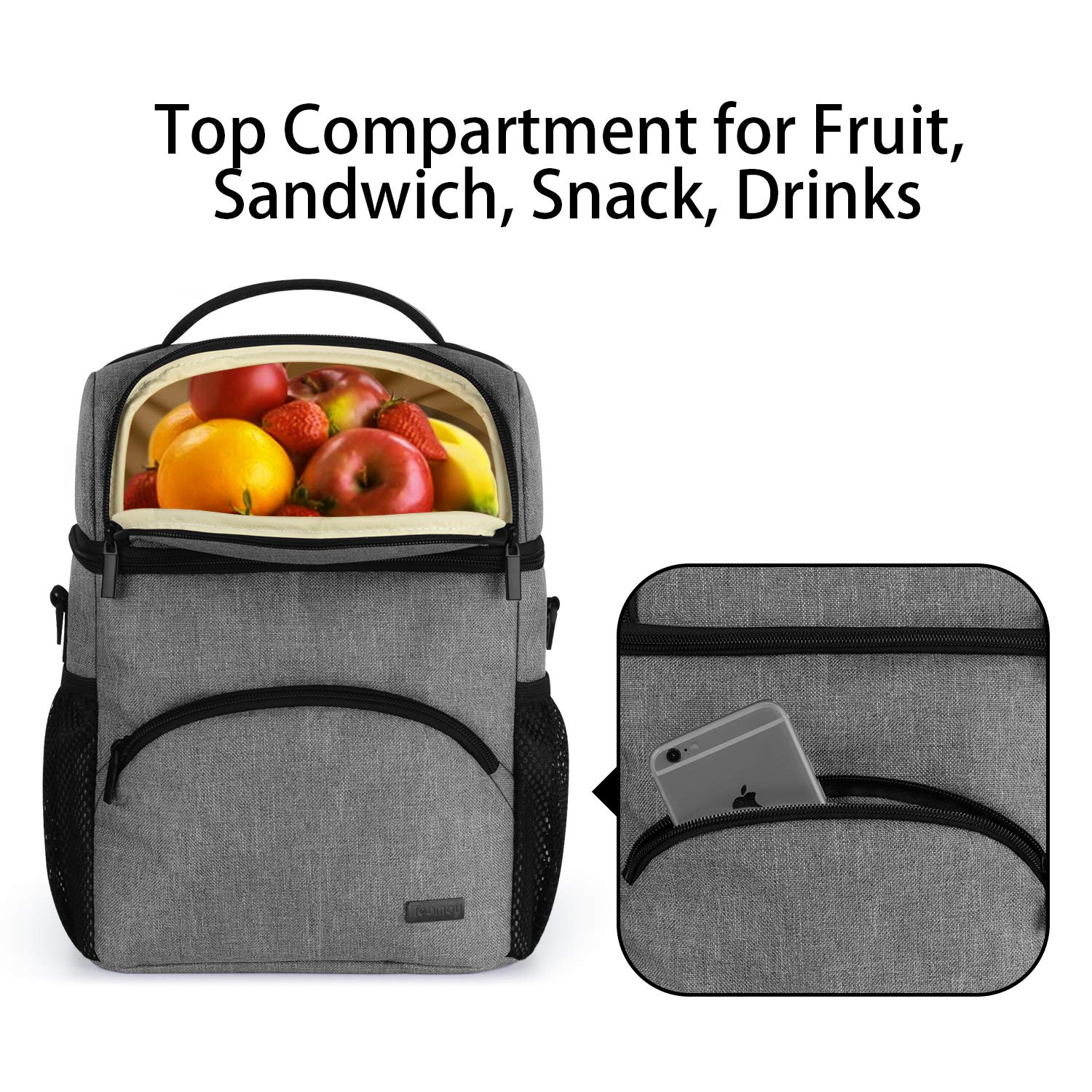 Teamoy Double Layer Insulated Breastmilk Cooler Bag with Ice Pack - Portable Baby Bottle Storage for Travel & Daycare - Holds 6 Large 9oz Bottles (Gray) - Perfect for Nursing Moms, Working Parents & On-the-Go Families