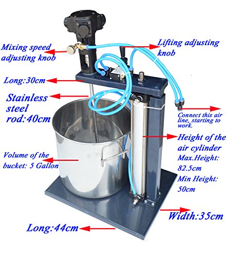 **INTBUYING 5 Gallon Pneumatic Paint Mixer - Stainless Steel Barrel with Stand - Professional Coating Blender for Paint, Epoxy, Resin - Perfect for DIY Projects, Auto Body Shops & Industrial Use**