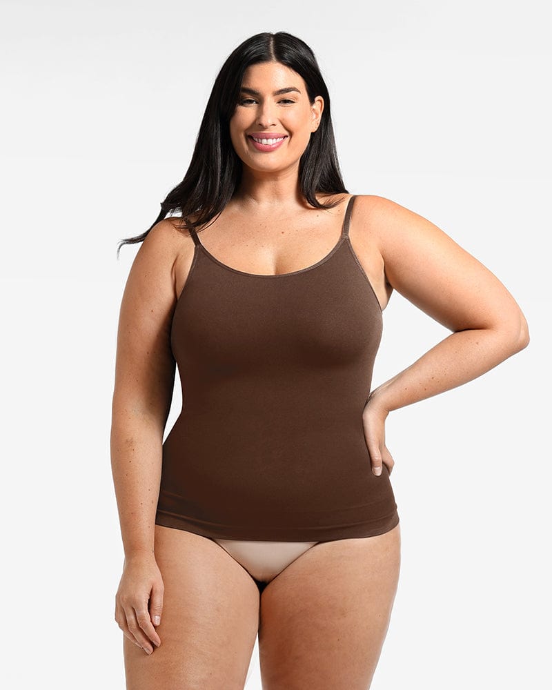 Seamless Tummy Control Shaping Cami Top for Women - Slimming Body Shaper Tank with Built-in Bra - Perfect for Workout, Layering & Everyday Wear