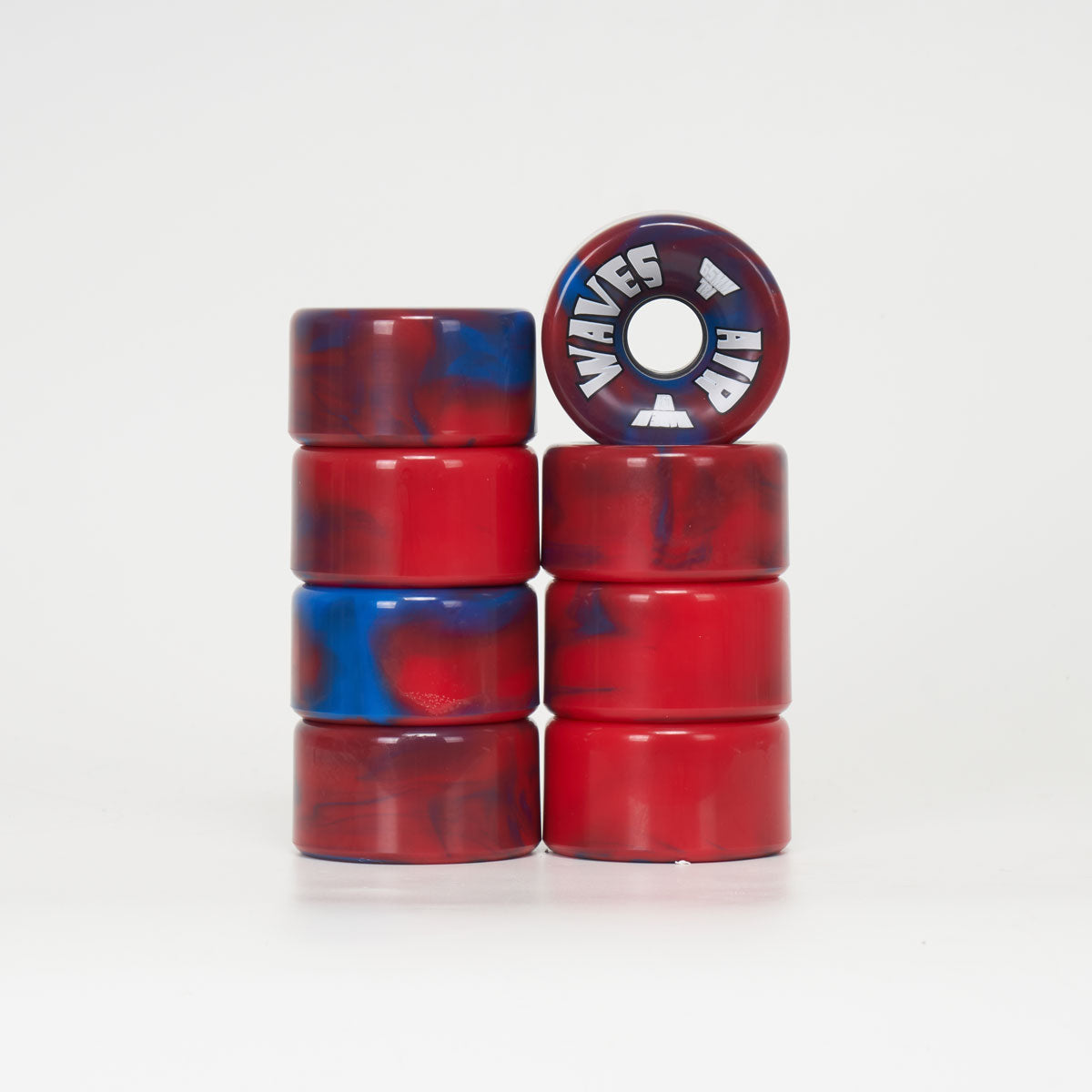 Airwaves 65mm 78a Skateboard Wheels - Red & Blue Marble Design for Smooth Cruising & Street Skating