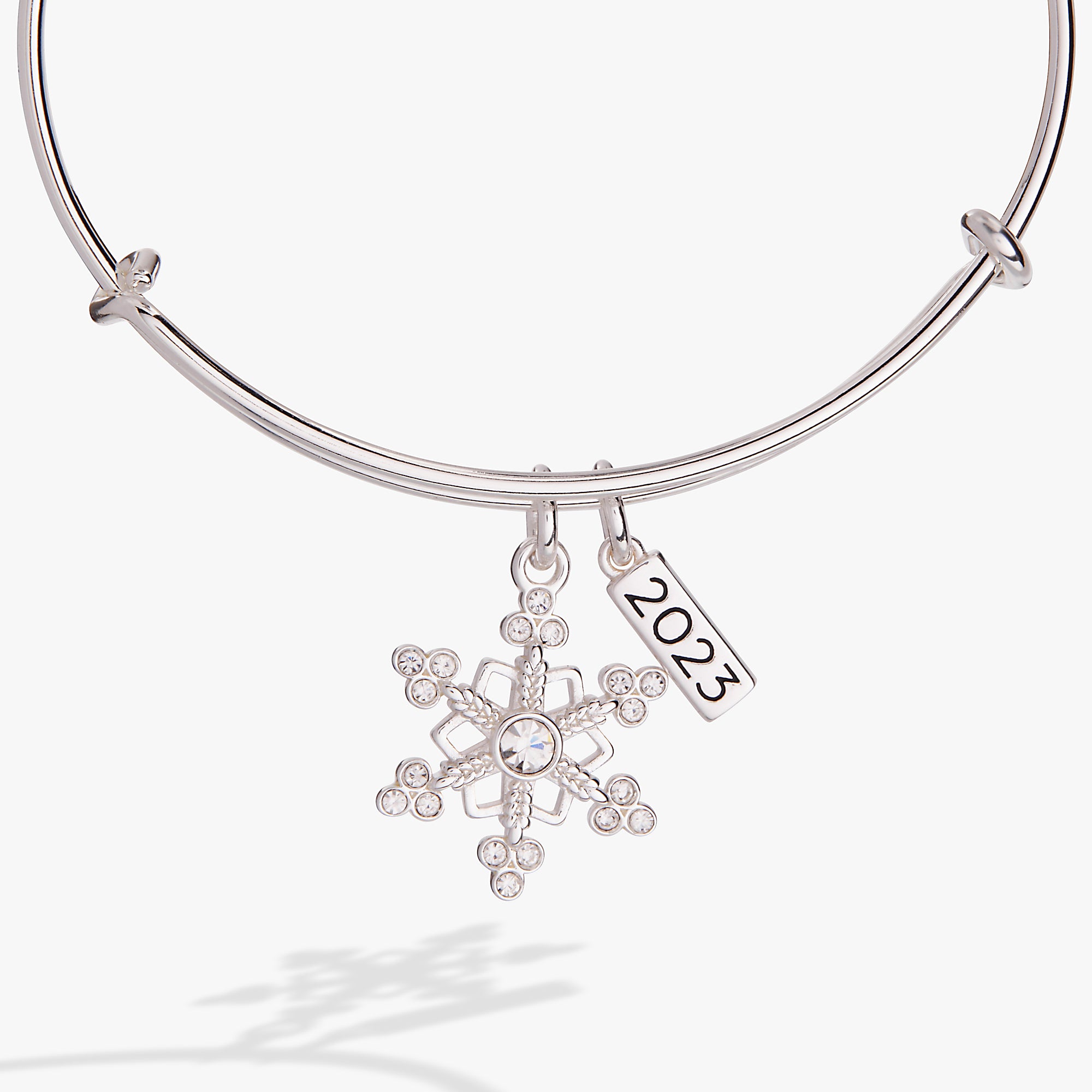 2023 Snowflake Charm Bangle Bracelet for Women - Elegant Winter Jewelry Gift for Christmas & Holiday Parties | Perfect for Festive Outfits & Special Occasions