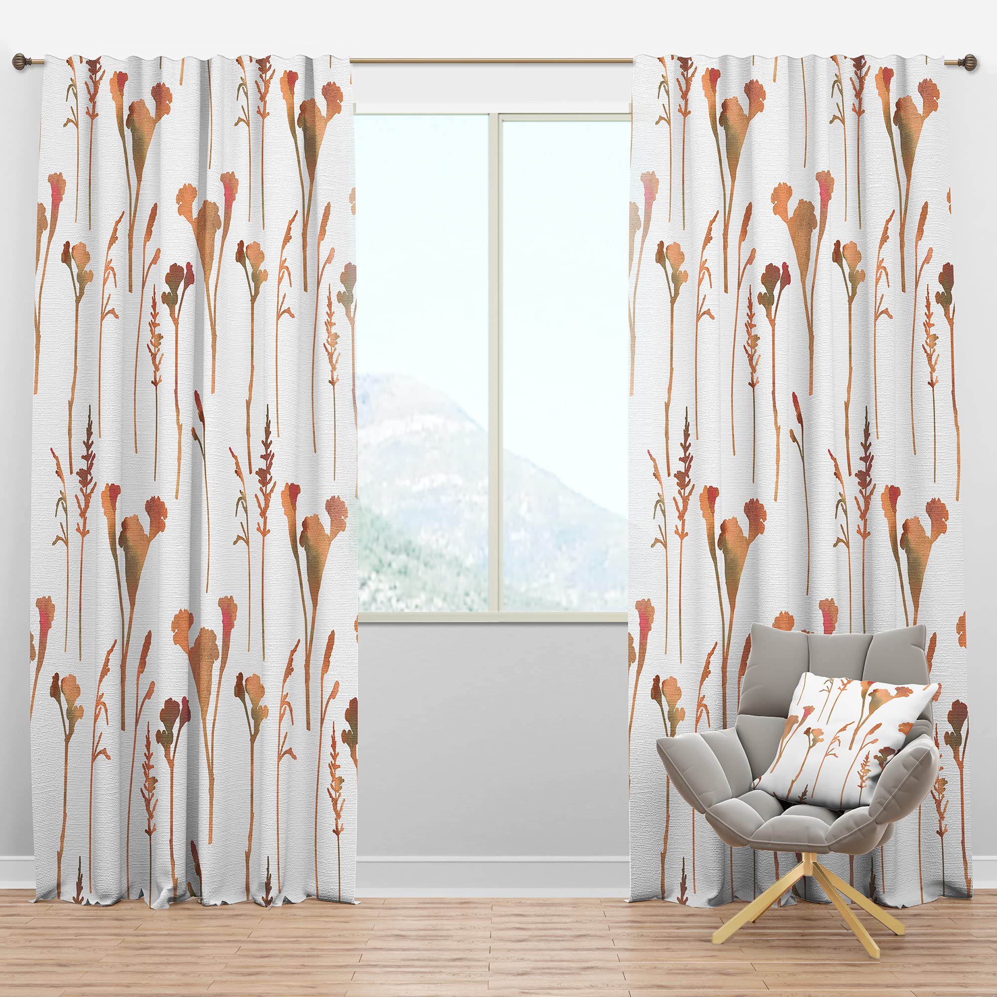 DesignQ Blackout Curtains - Retro Hand-Drawn Floral Print Thermal Insulated Drapes for Bedroom & Living Room (52x120 Inches, Single Panel) - Perfect for Light Blocking, Privacy & Energy Efficiency
