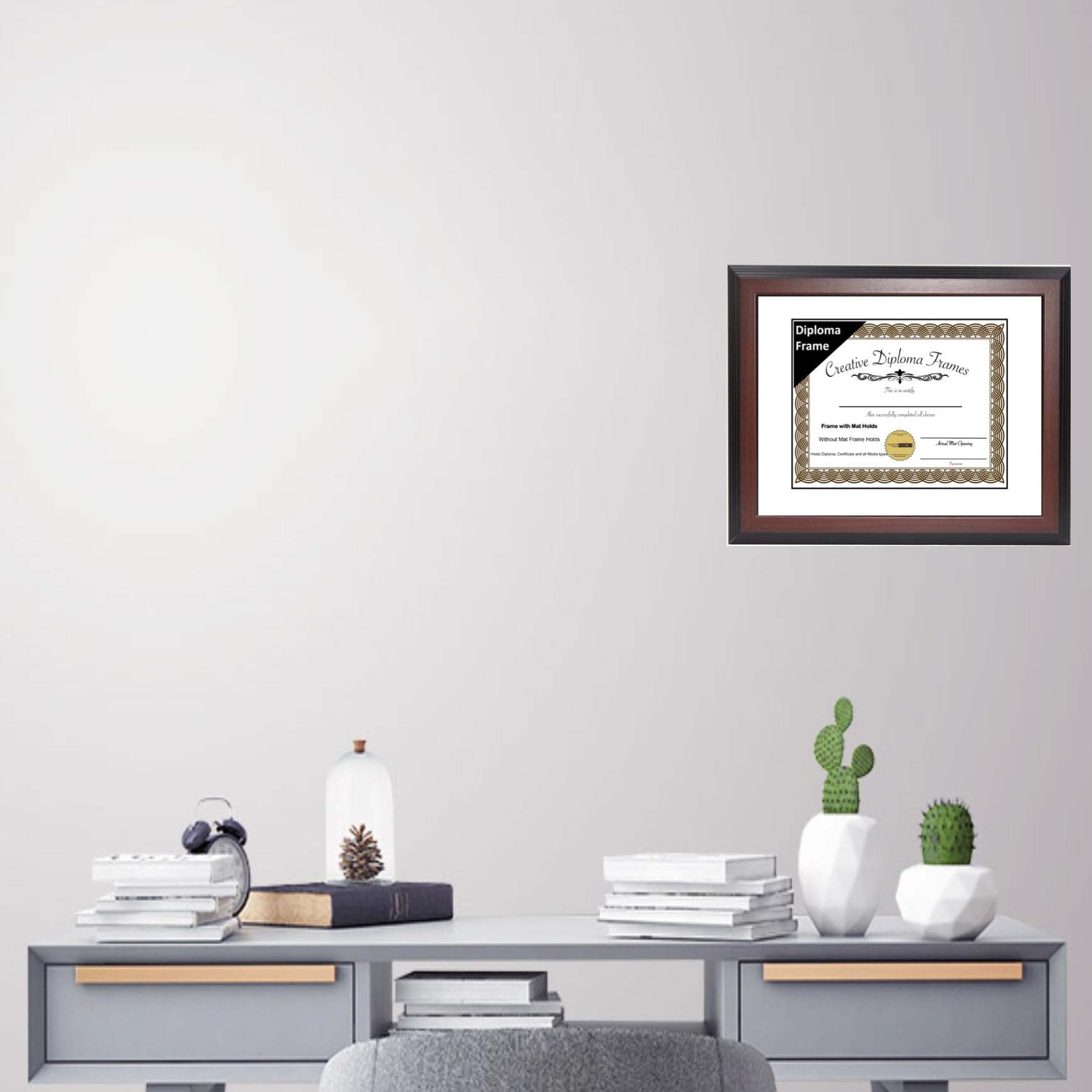 14x18 Mahogany Diploma Picture Frame with White Mat - Holds 14x18 Documents, Glass Front & Wall Hanger - Perfect for Graduation Certificates, Diplomas & Office Decor