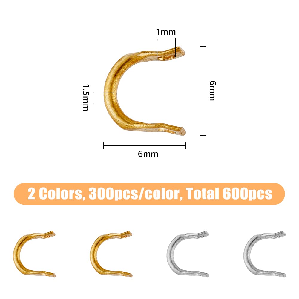 600Pcs Iron Fishing Spinner Clevis - 2 Colors U-Shaped Spinnerbait Parts for Lure Making | Easy Spin Clevises & Fishing Spoon Accessories | Perfect for Bass, Trout and Freshwater Fishing