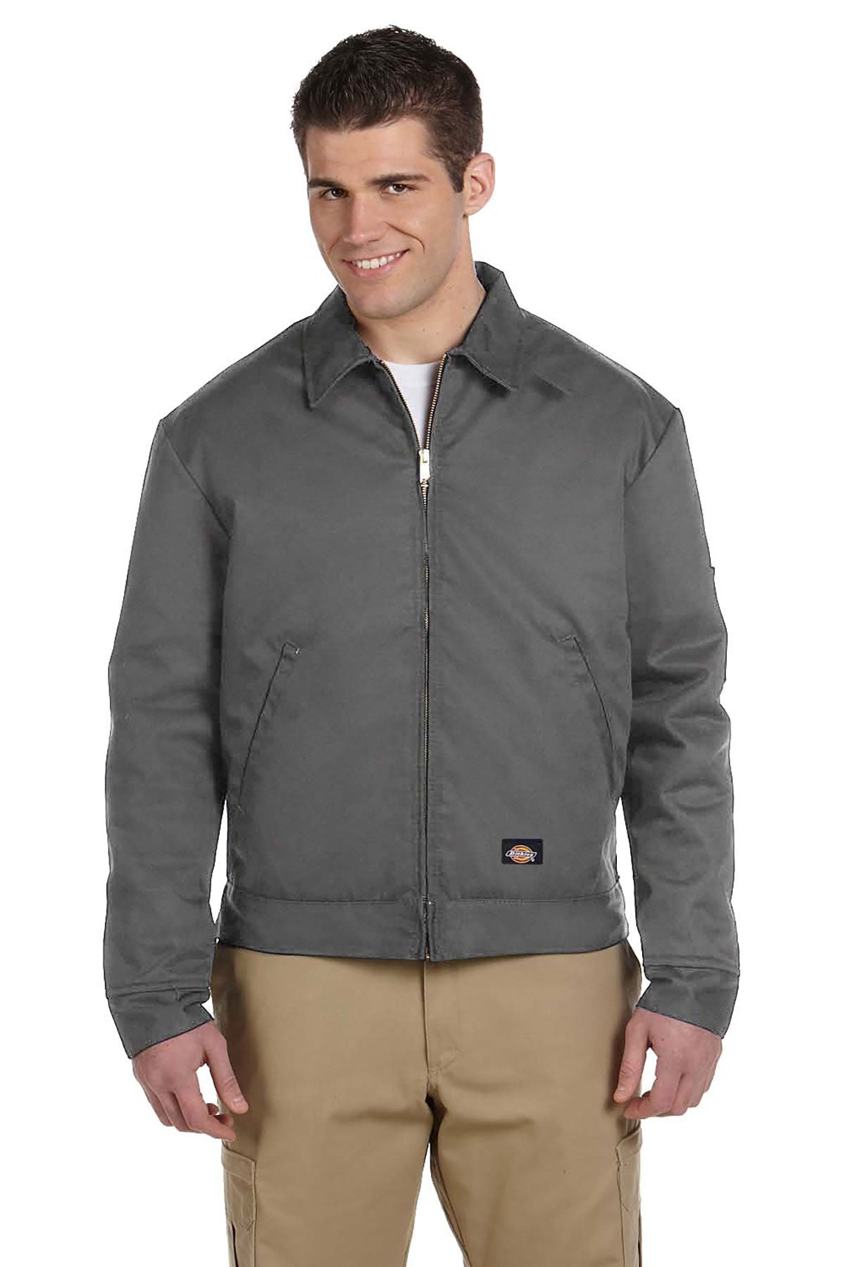 Dickies Lined Eisenhower Jacket JT15 Charcoal - Men's Workwear Jacket for Winter, Heavy Duty & Warm - Perfect for Construction, Outdoor Work & Casual Wear