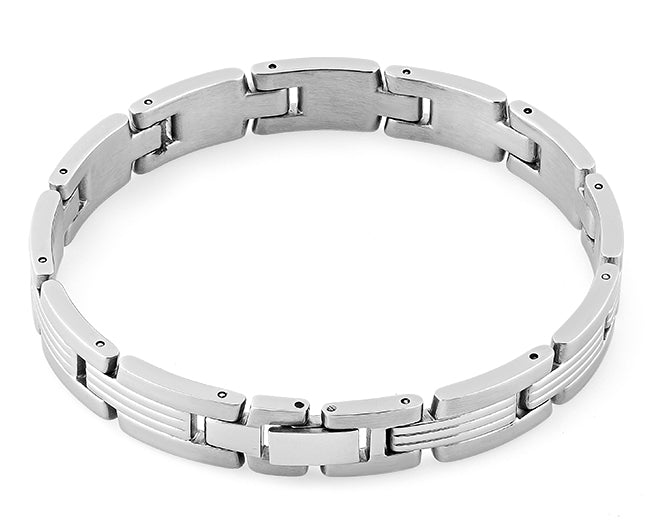 Stainless Steel Double Groove Bar Bracelet for Men & Women - Durable & Stylish Unisex Jewelry for Everyday Wear, Gifts, and Special Occasions