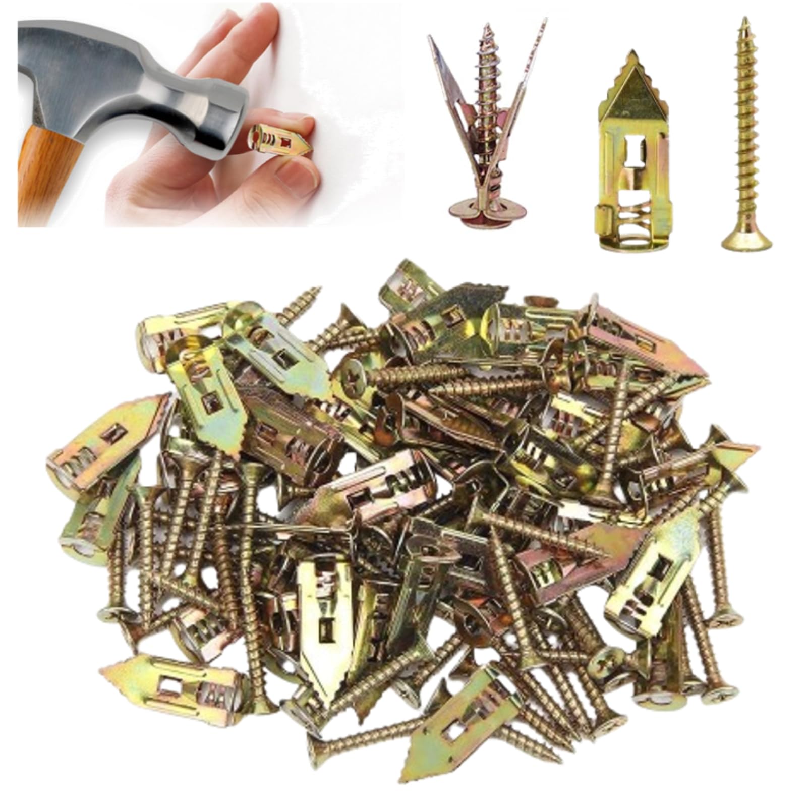 Self-Drilling Anchors Screws - 2024 Premium Drywall Anchors & Screws Kit (20-Pack, 0.47x1.37