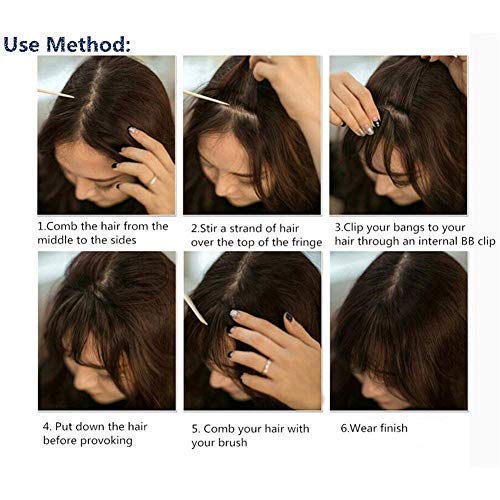 ZEPOLI Clip in Bangs - 100% Human Hair Extensions, Reddish Brown Clip on Fringe Bangs with Net, Natural Flat Neat Bangs with Temples for Women (1 Piece) | Perfect for Daily Styling, Cosplay & Hair Volume Enhancement