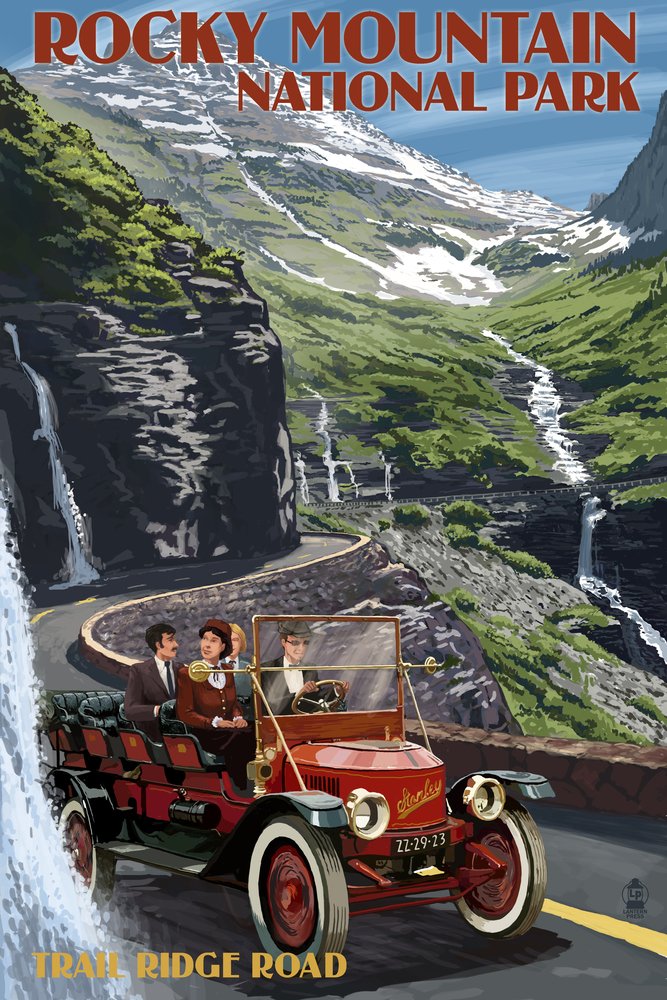 Stanley Steamer at Rocky Mountain National Park - 16x24 Hand Signed Giclee Art Print - Vivid Textured Wall Decor for Living Room, Office & Cabin