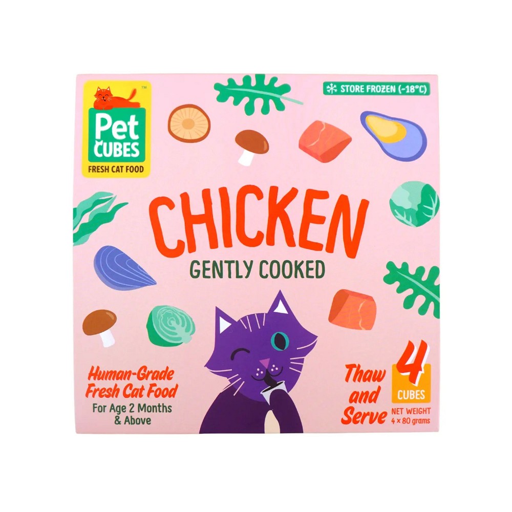 Premium Frozen Human-Grade Gently Cooked Chicken Cat Food for Adult Cats - High Protein Meal for Indoor & Outdoor Felines