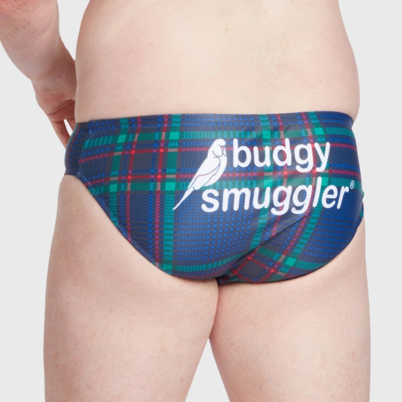 Budgy Smuggler Men's Swim Briefs - Scotland Tartan Blue - Comfortable & Stylish Swimwear for Beach, Pool & Water Sports
