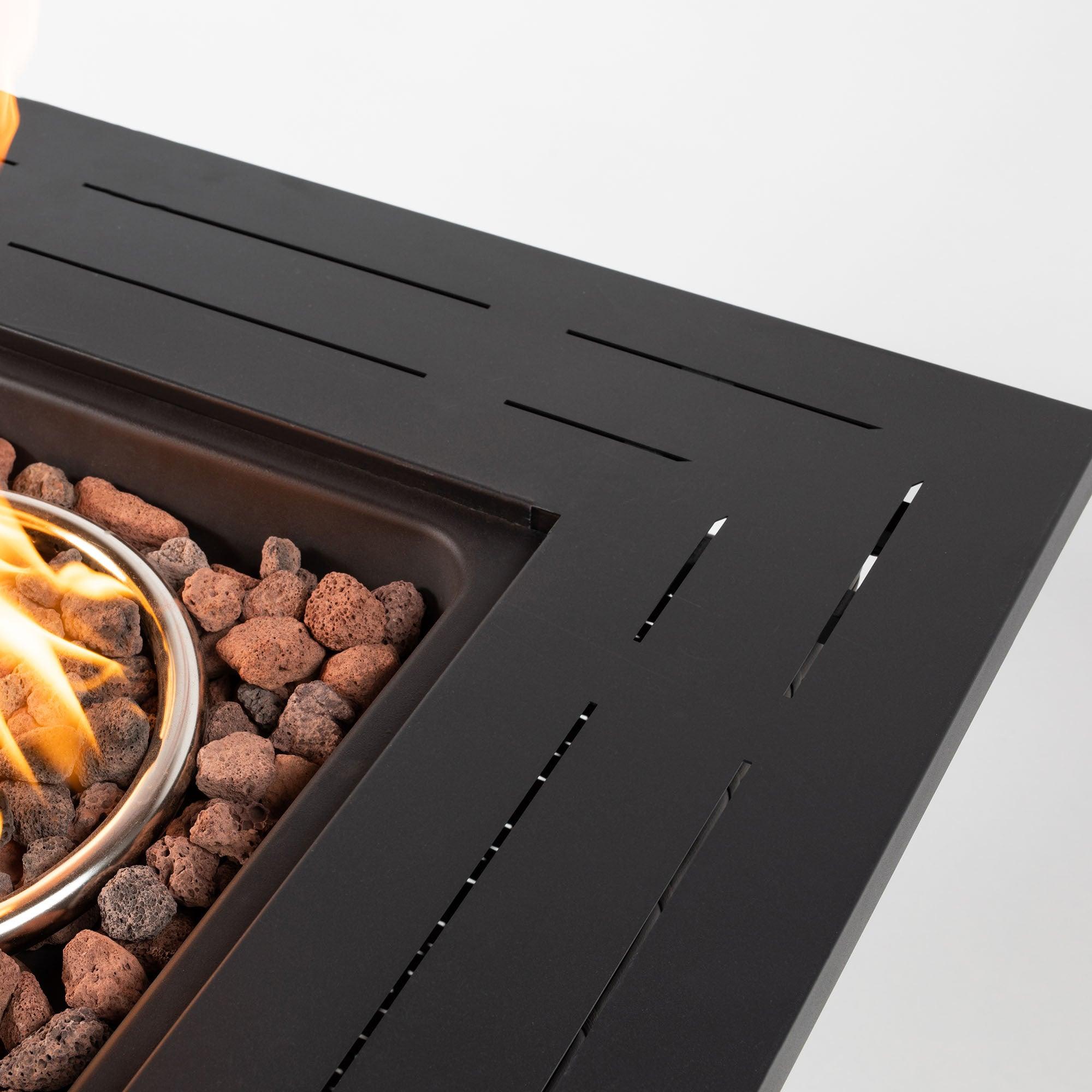28 Inch Wicker Square Fire Pit Table - Outdoor Patio Heater for Backyard, Garden, and Deck - Perfect for Camping and Gatherings