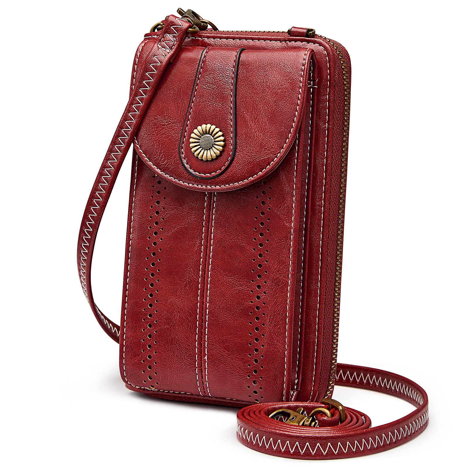 S-ZONE Women's RFID Blocking Crossbody Phone Purse - Small Faux Leather Wallet Bag for iPhone & Credit Cards | Perfect for Travel, Shopping & Daily Use